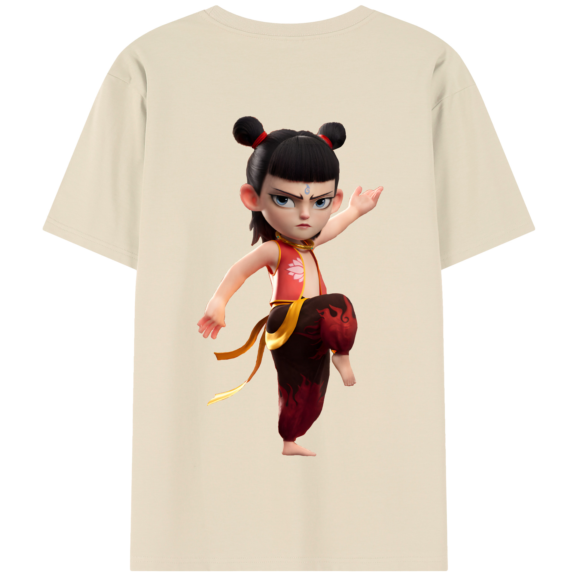 （画像用） Ne Zha 2 ナタ 魔童の大暴れ 綿100％半袖Tシャツ（背面プリント）