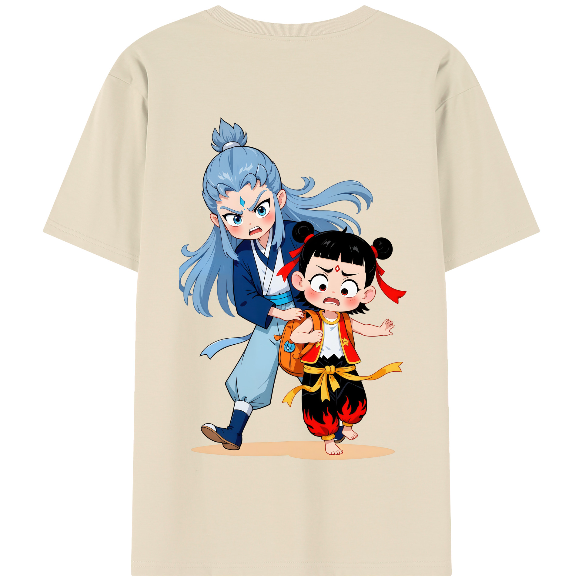 （画像用） Ne Zha 2 ナタ 魔童の大暴れ 綿100％半袖Tシャツ（背面プリント）