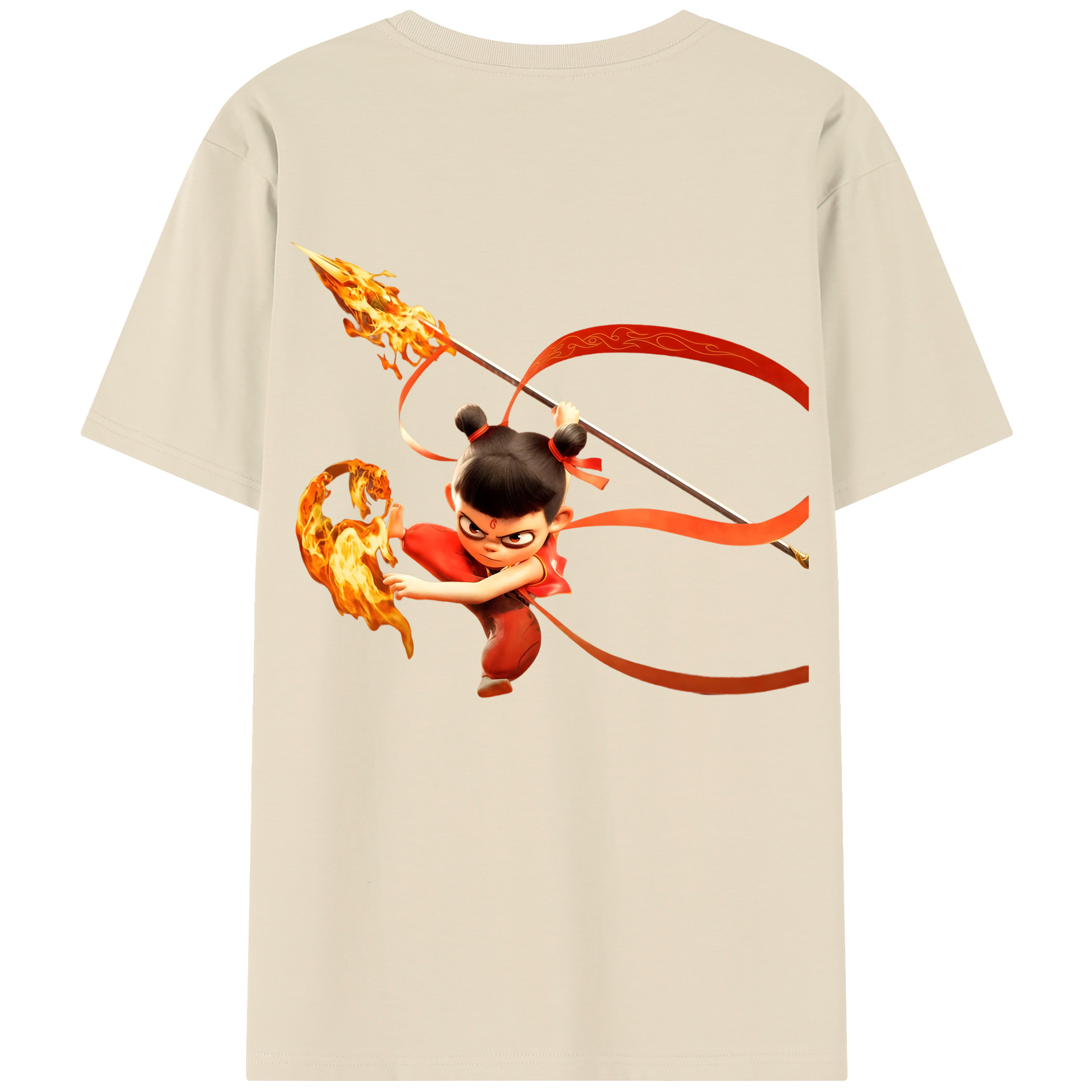 （画像用） Ne Zha 2 ナタ 魔童の大暴れ 綿100％半袖Tシャツ（背面プリント）