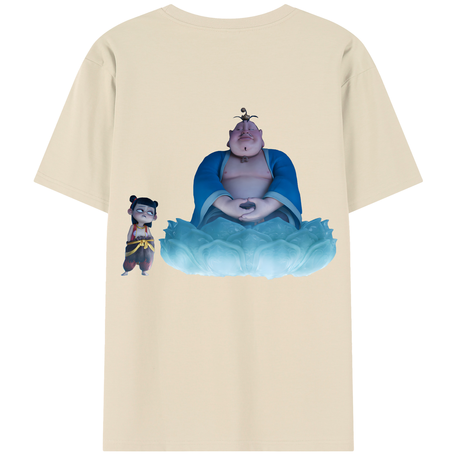 （画像用） Ne Zha 2 ナタ 魔童の大暴れ 綿100％半袖Tシャツ（背面プリント）
