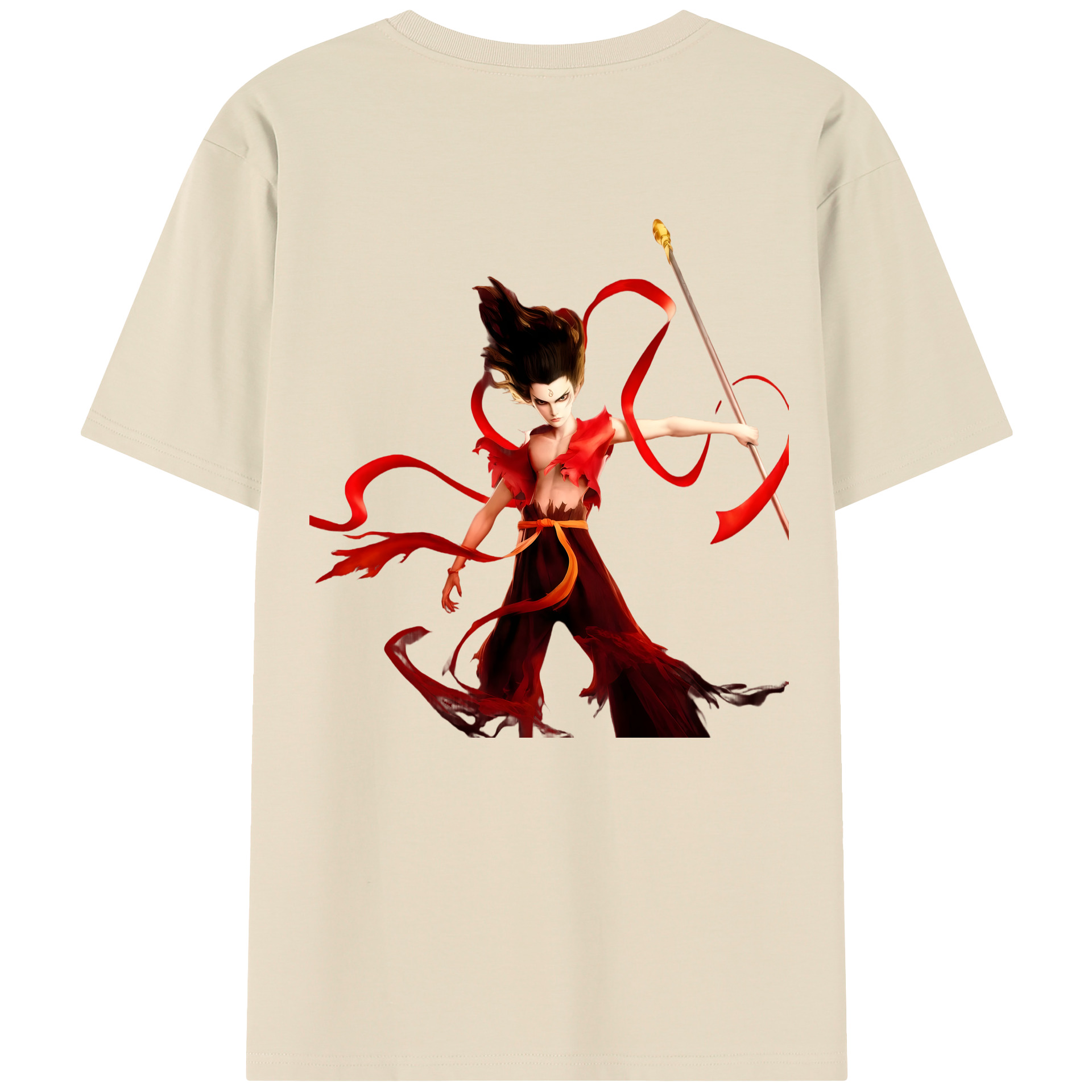 （画像用） Ne Zha 2 ナタ 魔童の大暴れ 綿100％半袖Tシャツ（背面プリント）