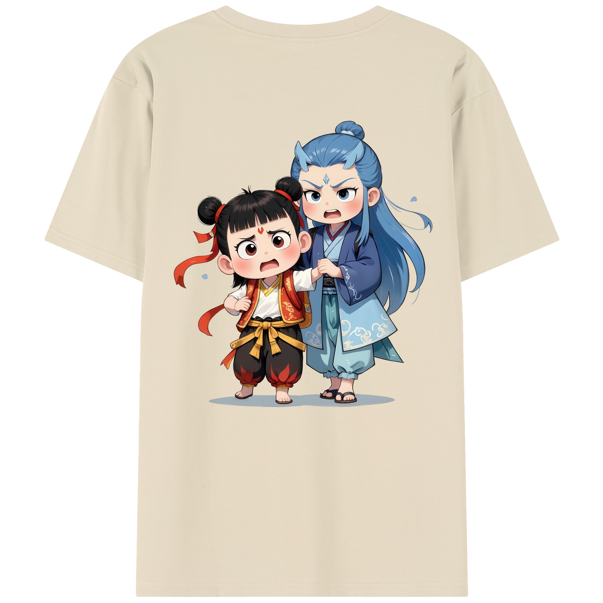 （画像用） Ne Zha 2 ナタ 魔童の大暴れ 綿100％半袖Tシャツ（背面プリント）