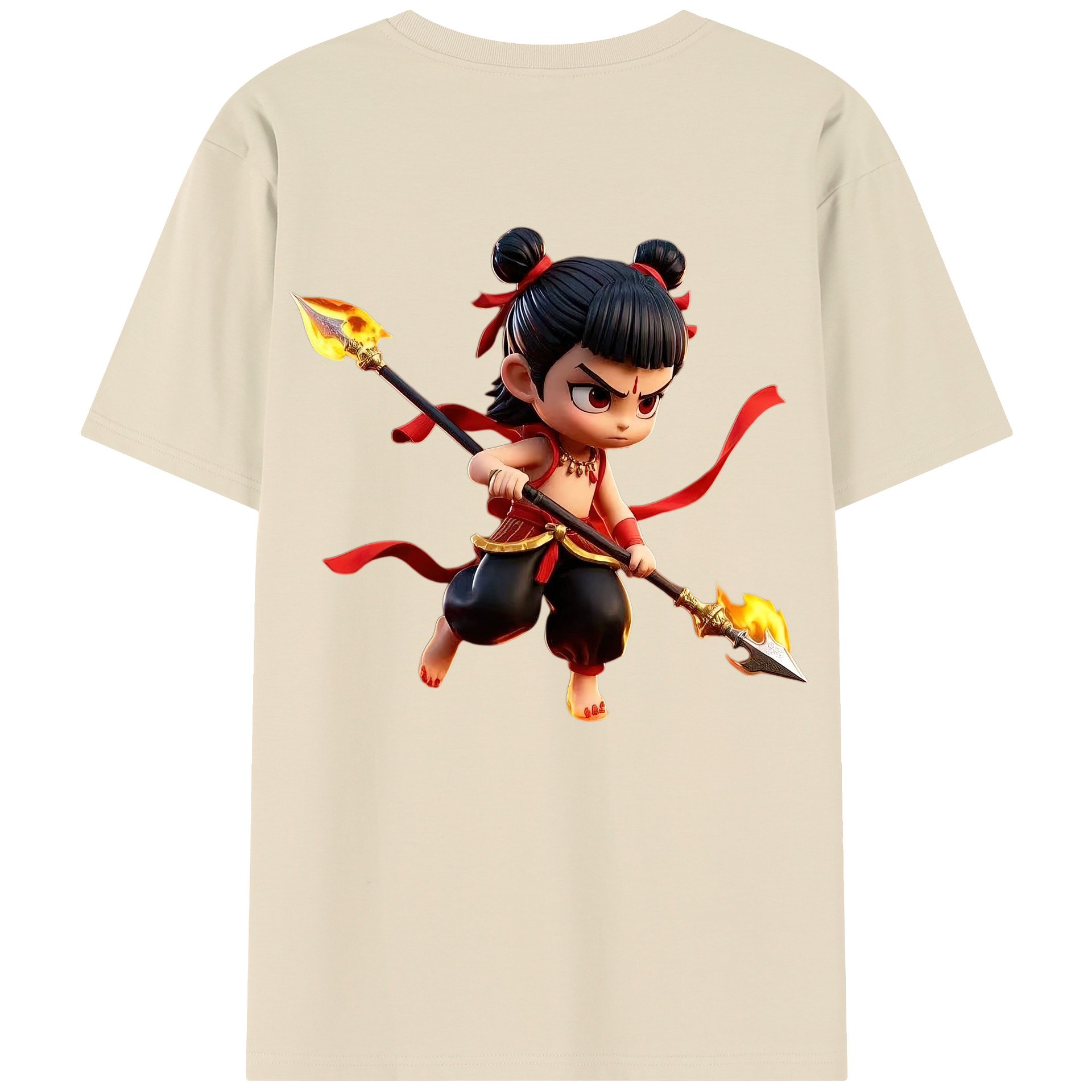 （画像用） Ne Zha 2 ナタ 魔童の大暴れ 綿100％半袖Tシャツ（背面プリント）