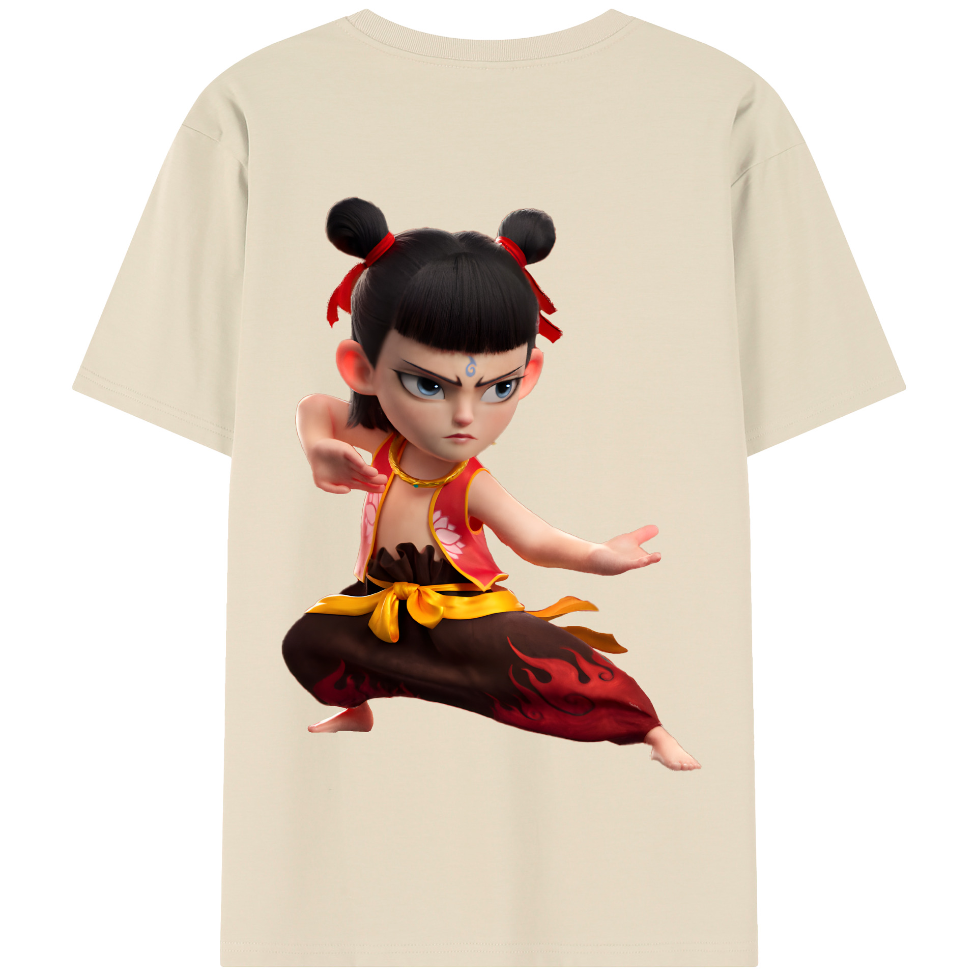 （画像用） Ne Zha 2 ナタ 魔童の大暴れ 綿100％半袖Tシャツ（背面プリント）
