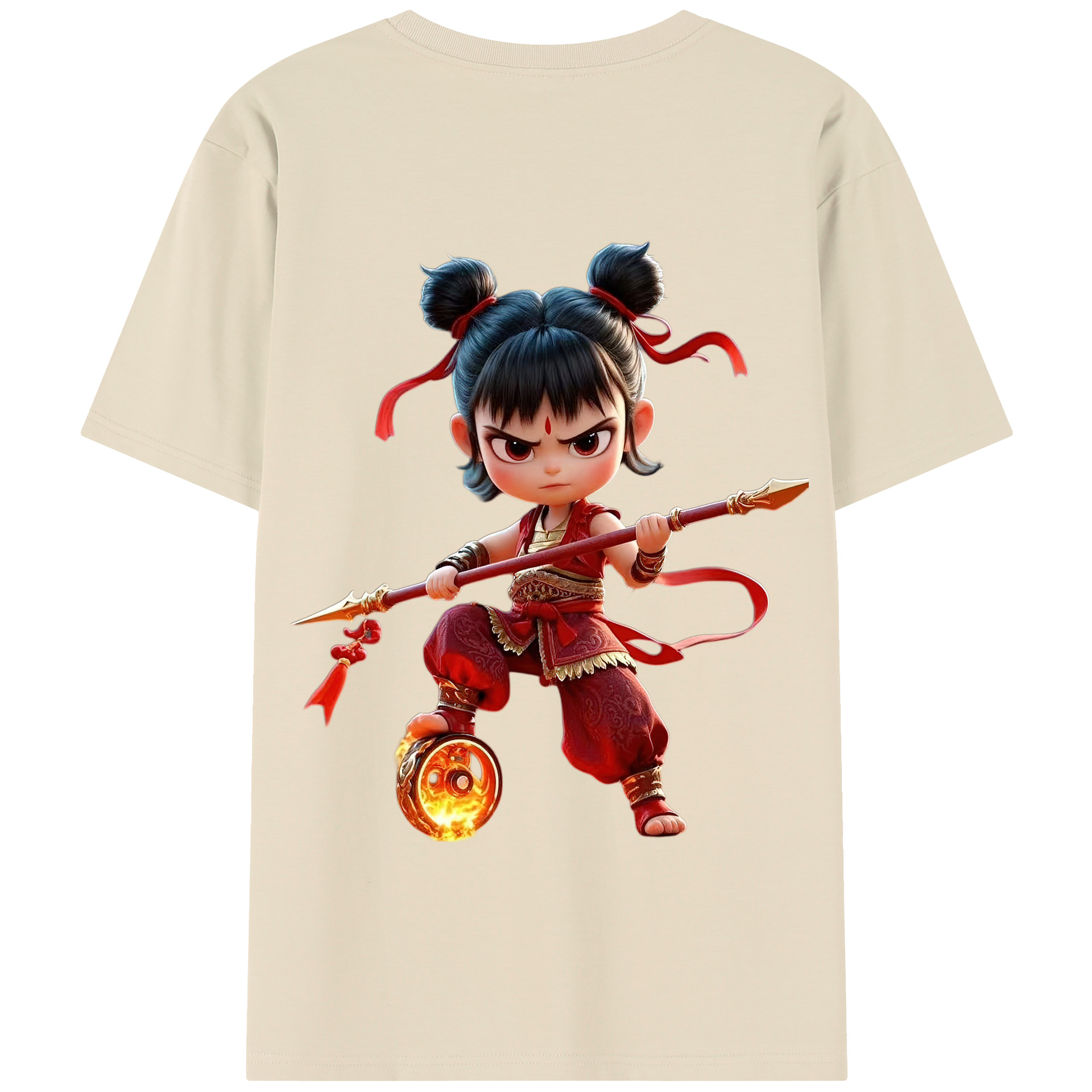 （画像用） Ne Zha 2 ナタ 魔童の大暴れ 綿100％半袖Tシャツ（背面プリント）