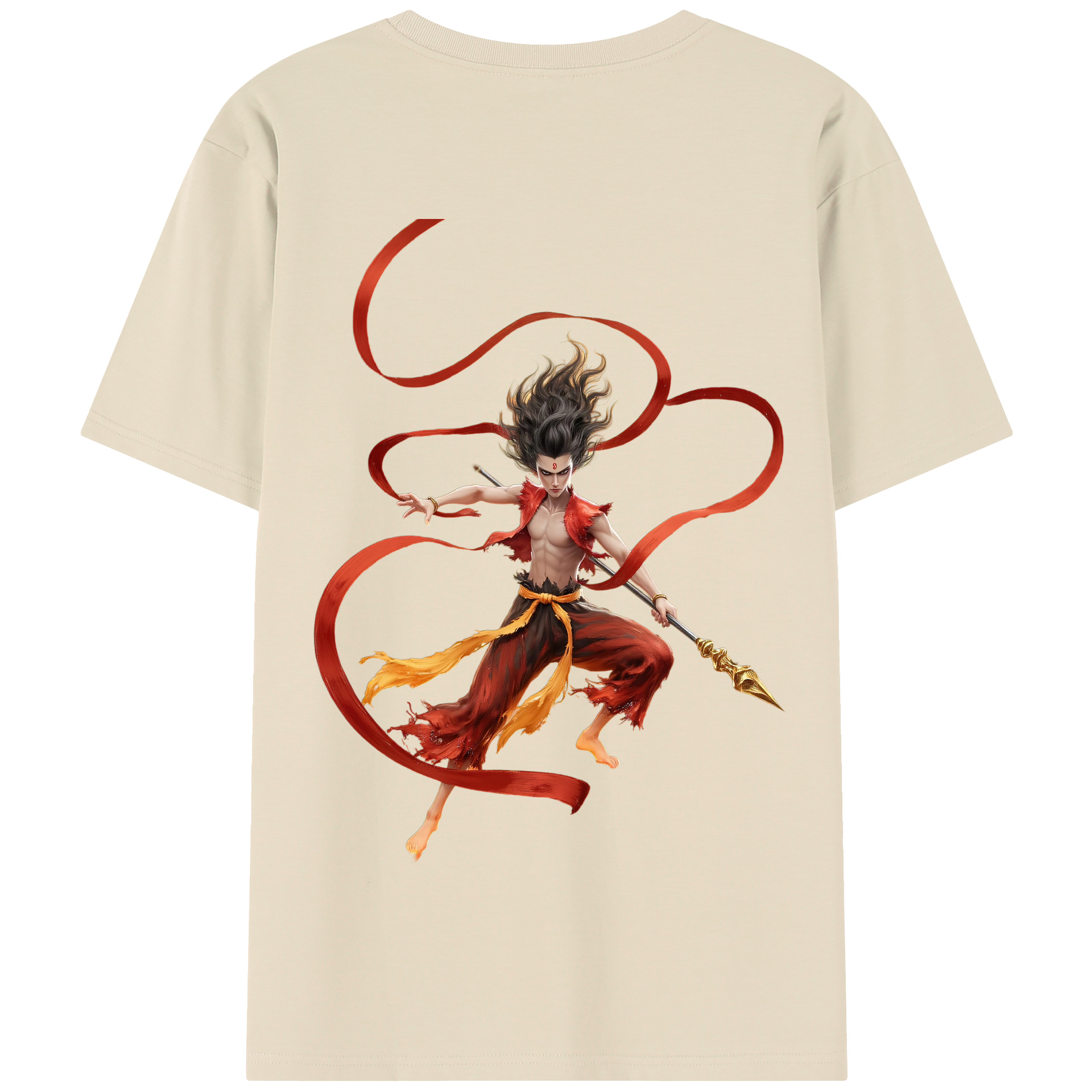 （画像用） Ne Zha 2 ナタ 魔童の大暴れ 綿100％半袖Tシャツ（背面プリント）