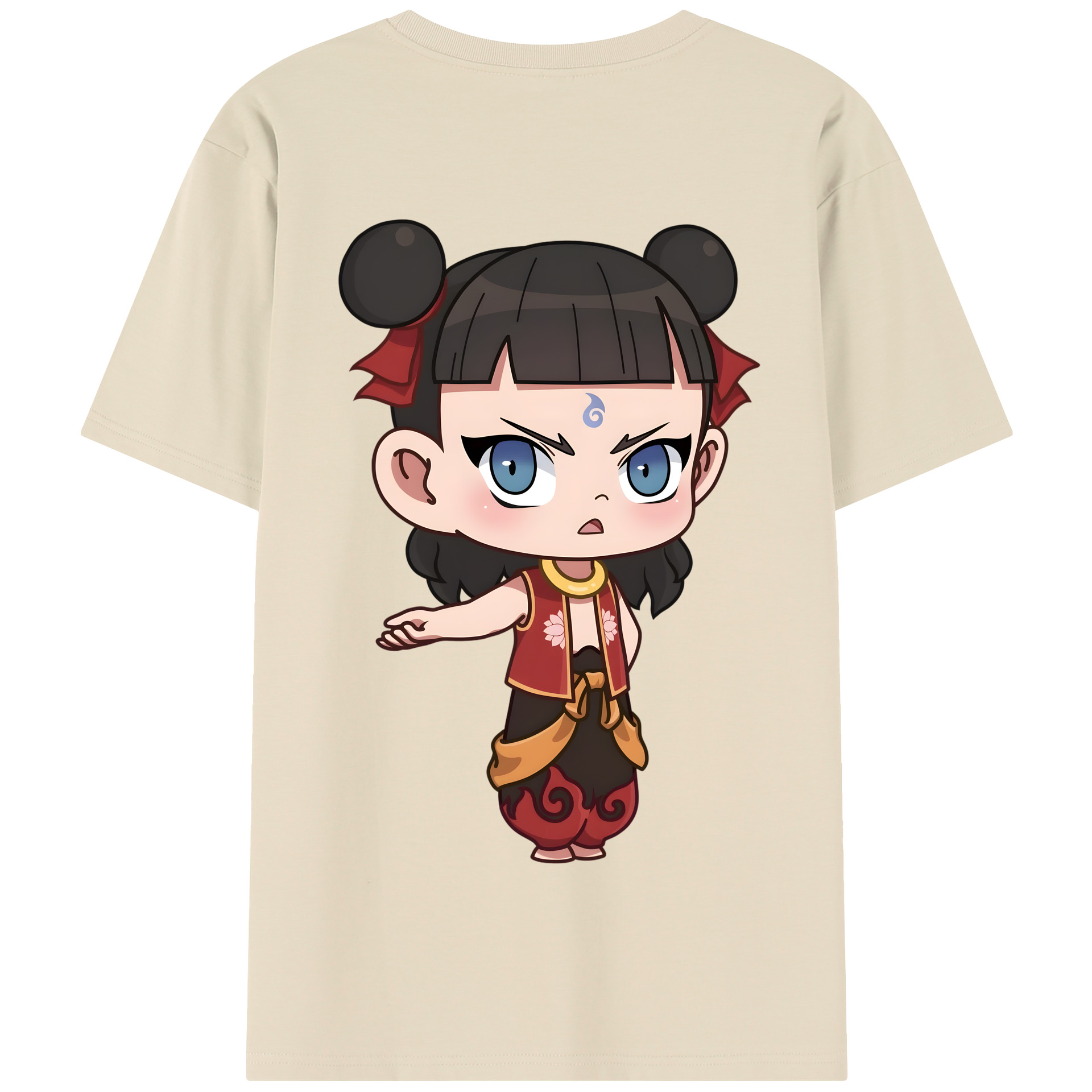 （画像用） Ne Zha 2 ナタ 魔童の大暴れ 綿100％半袖Tシャツ（背面プリント）