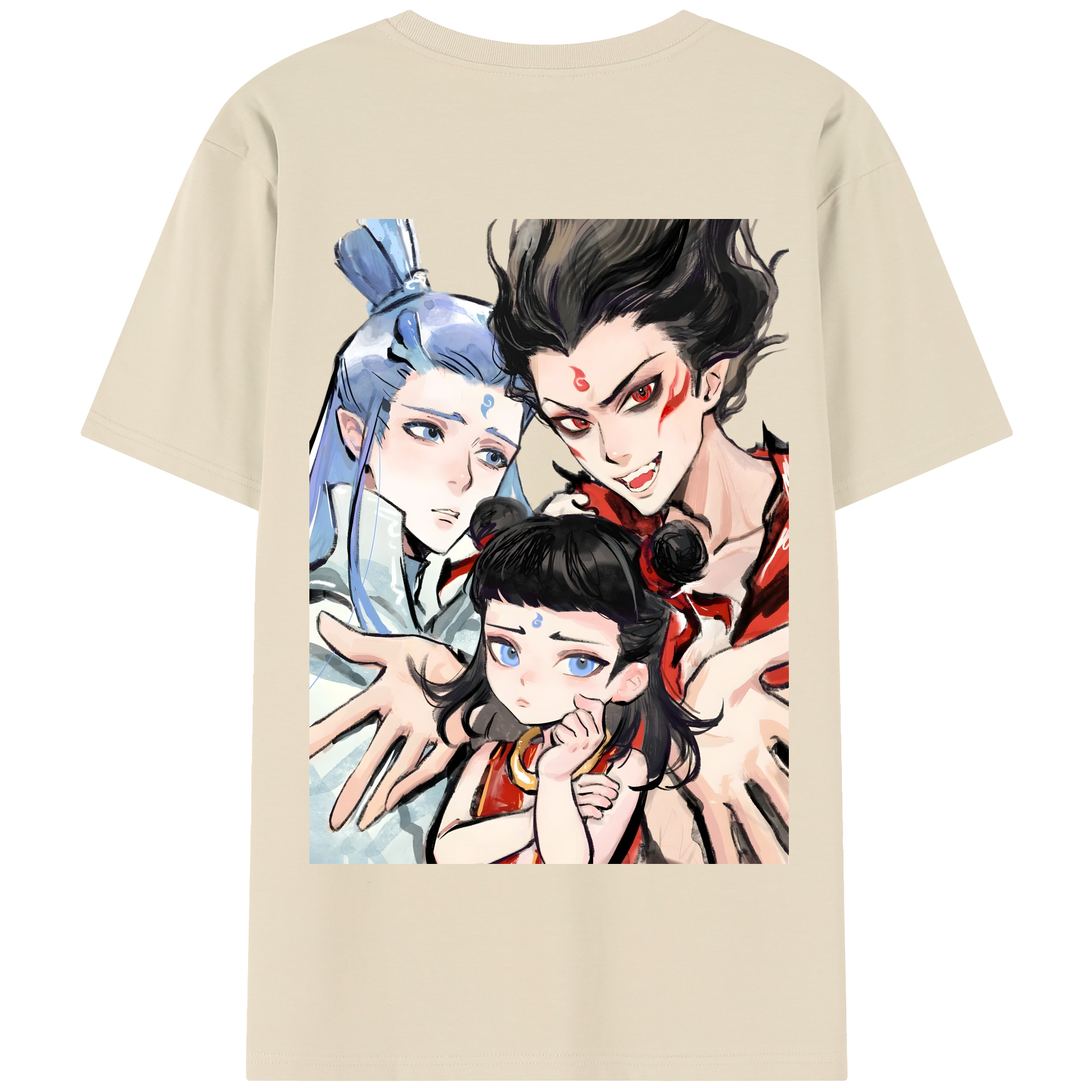 （画像用） Ne Zha 2 ナタ 魔童の大暴れ 綿100％半袖Tシャツ（背面プリント）