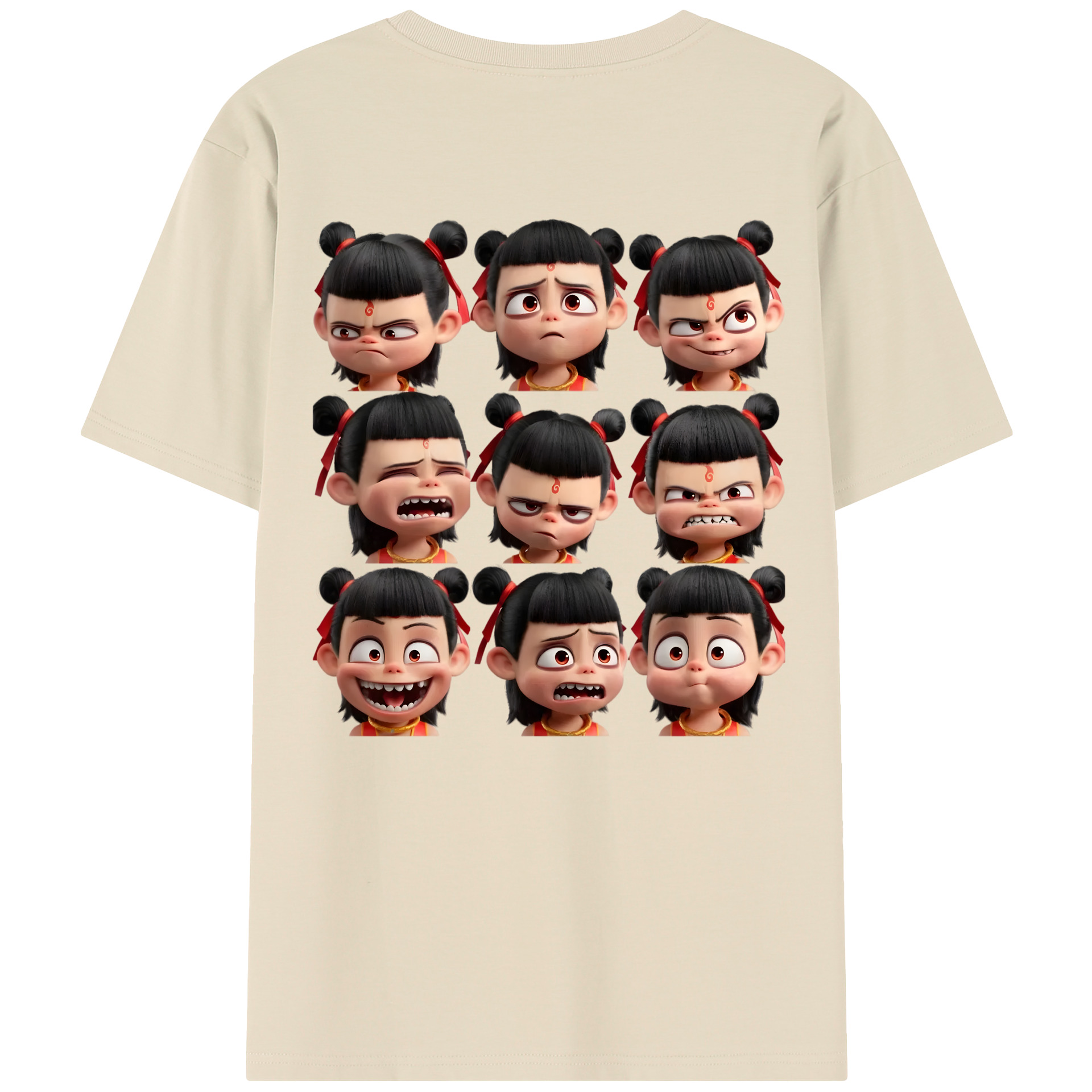 （画像用） Ne Zha 2 ナタ 魔童の大暴れ 綿100％半袖Tシャツ（背面プリント）