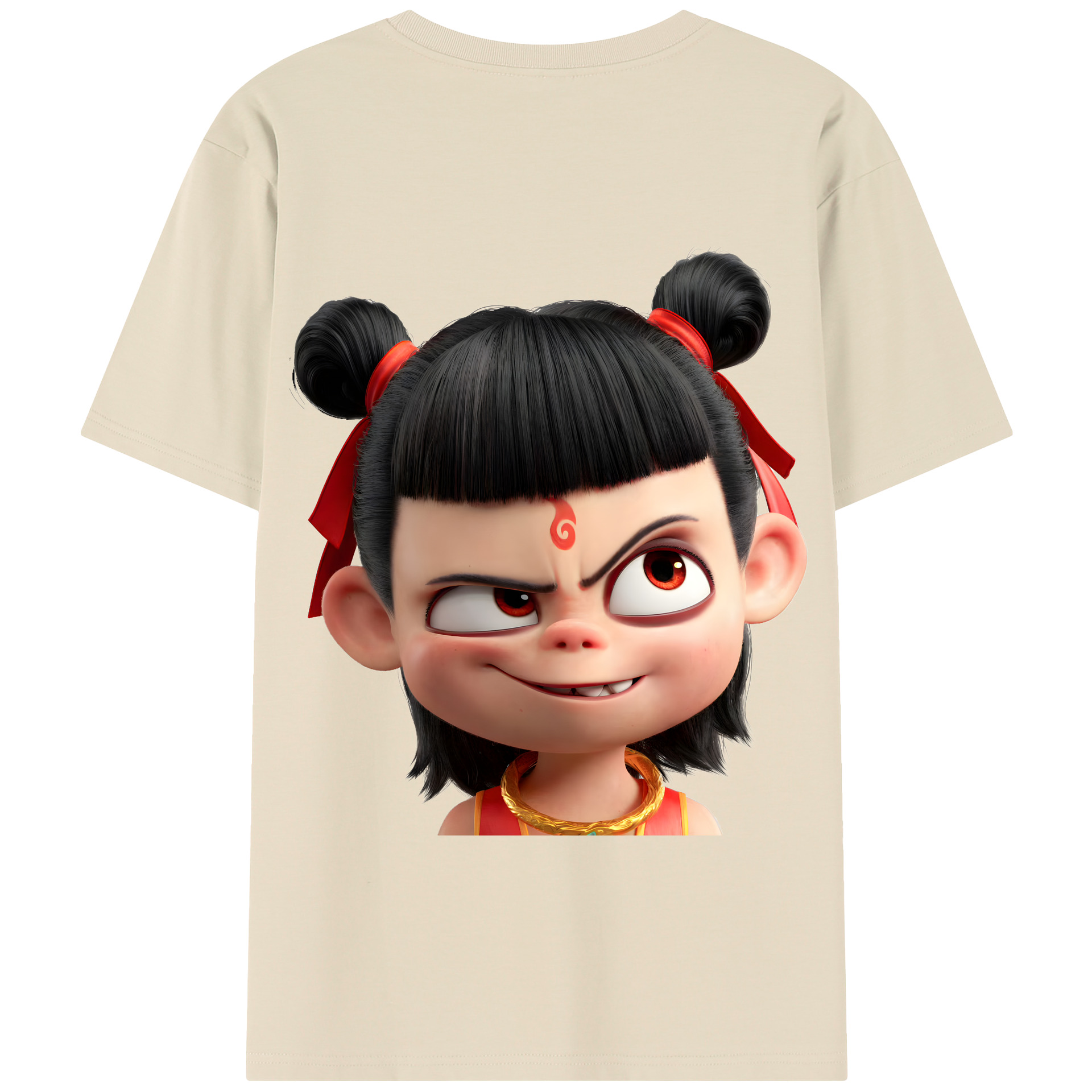 （画像用） Ne Zha 2 ナタ 魔童の大暴れ 綿100％半袖Tシャツ（背面プリント）