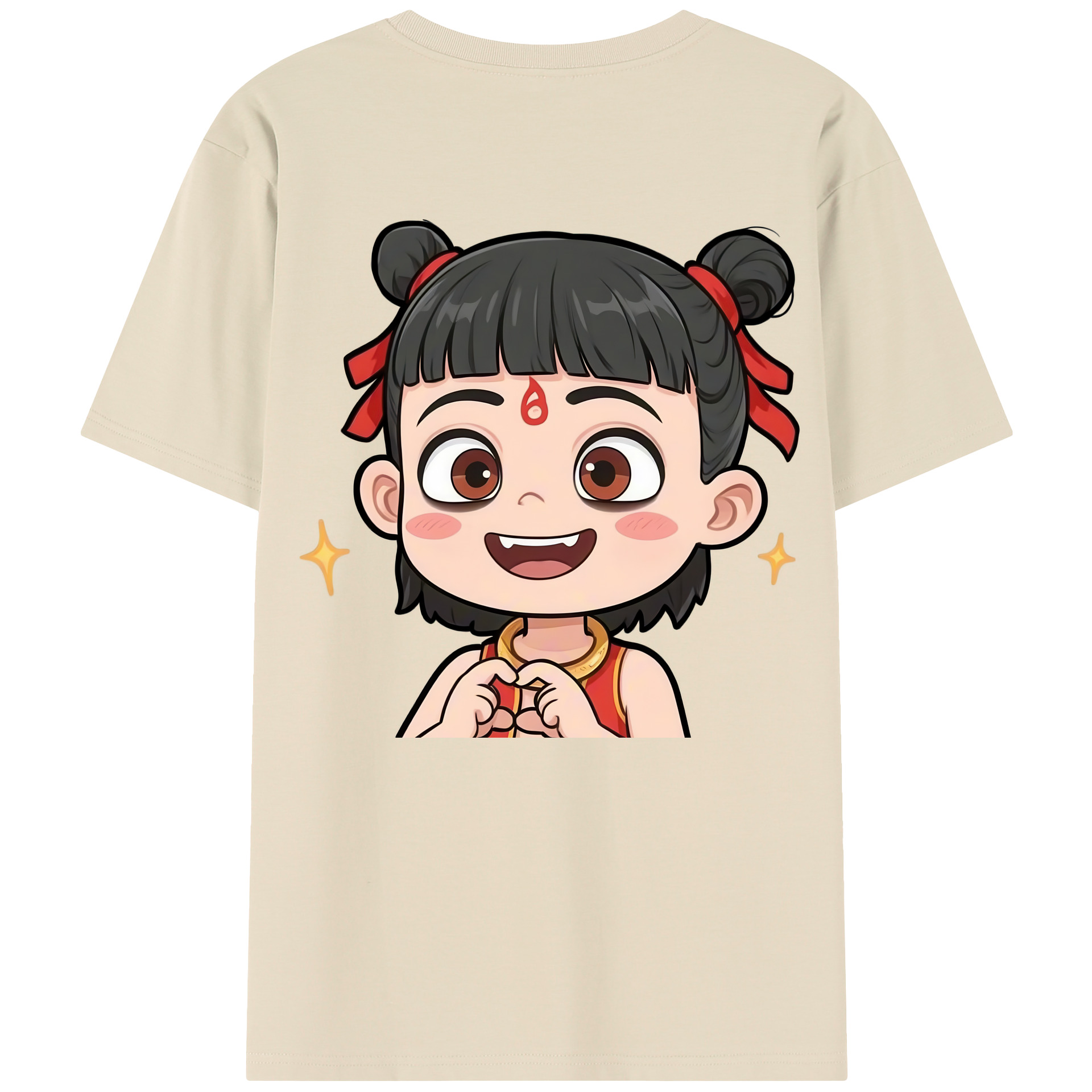 （画像用） Ne Zha 2 ナタ 魔童の大暴れ 綿100％半袖Tシャツ（背面プリント）