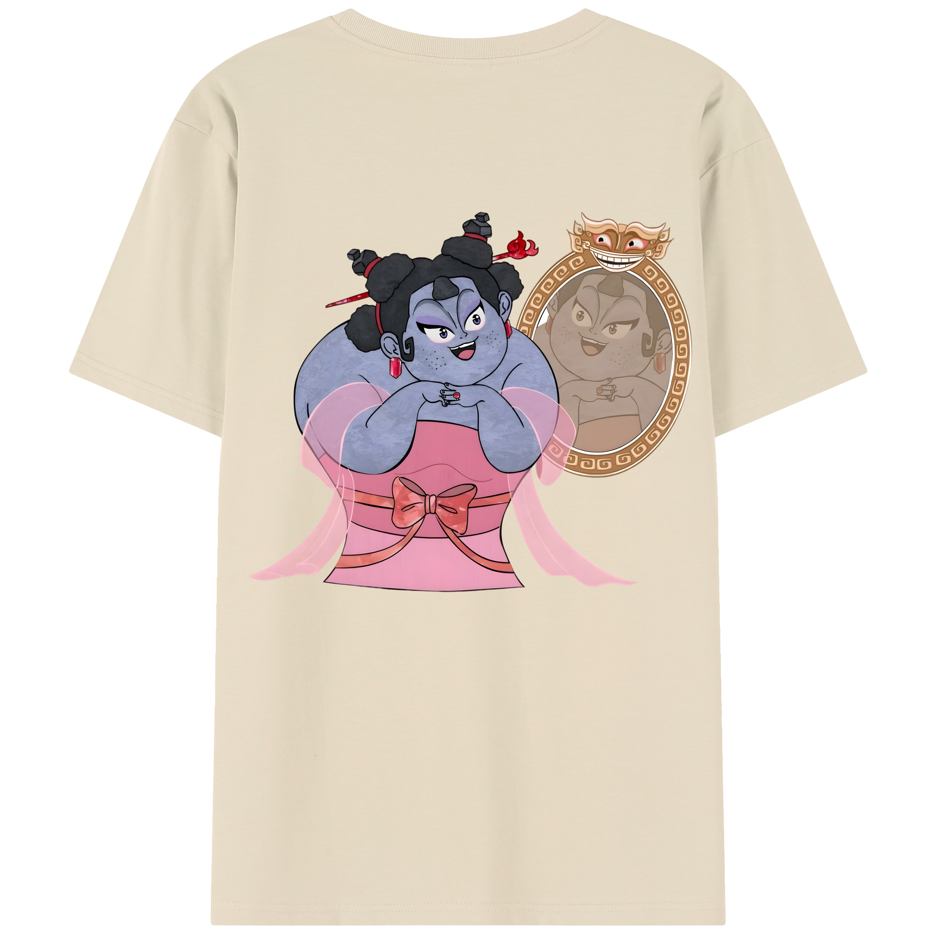 （画像用） Ne Zha 2 ナタ 魔童の大暴れ 綿100％半袖Tシャツ（背面プリント）