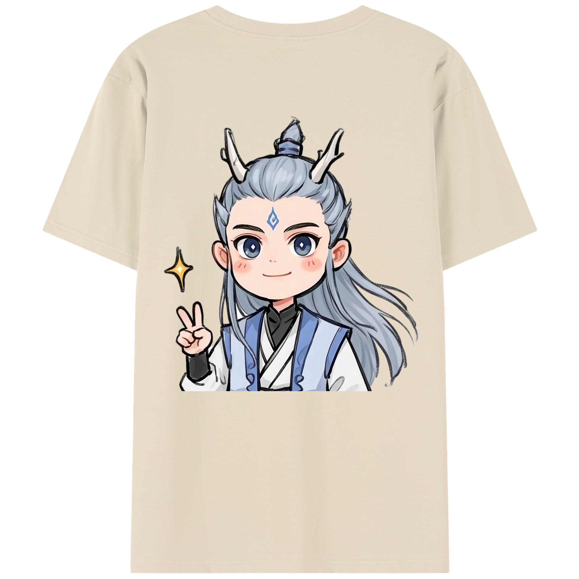 （画像用） Ne Zha 2 ナタ 魔童の大暴れ 綿100％半袖Tシャツ（背面プリント）