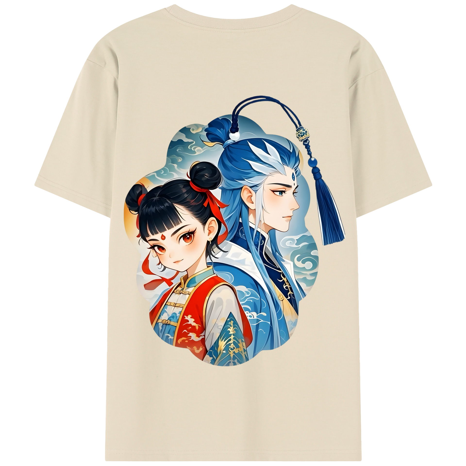 （画像用） Ne Zha 2 ナタ 魔童の大暴れ 綿100％半袖Tシャツ（背面プリント）