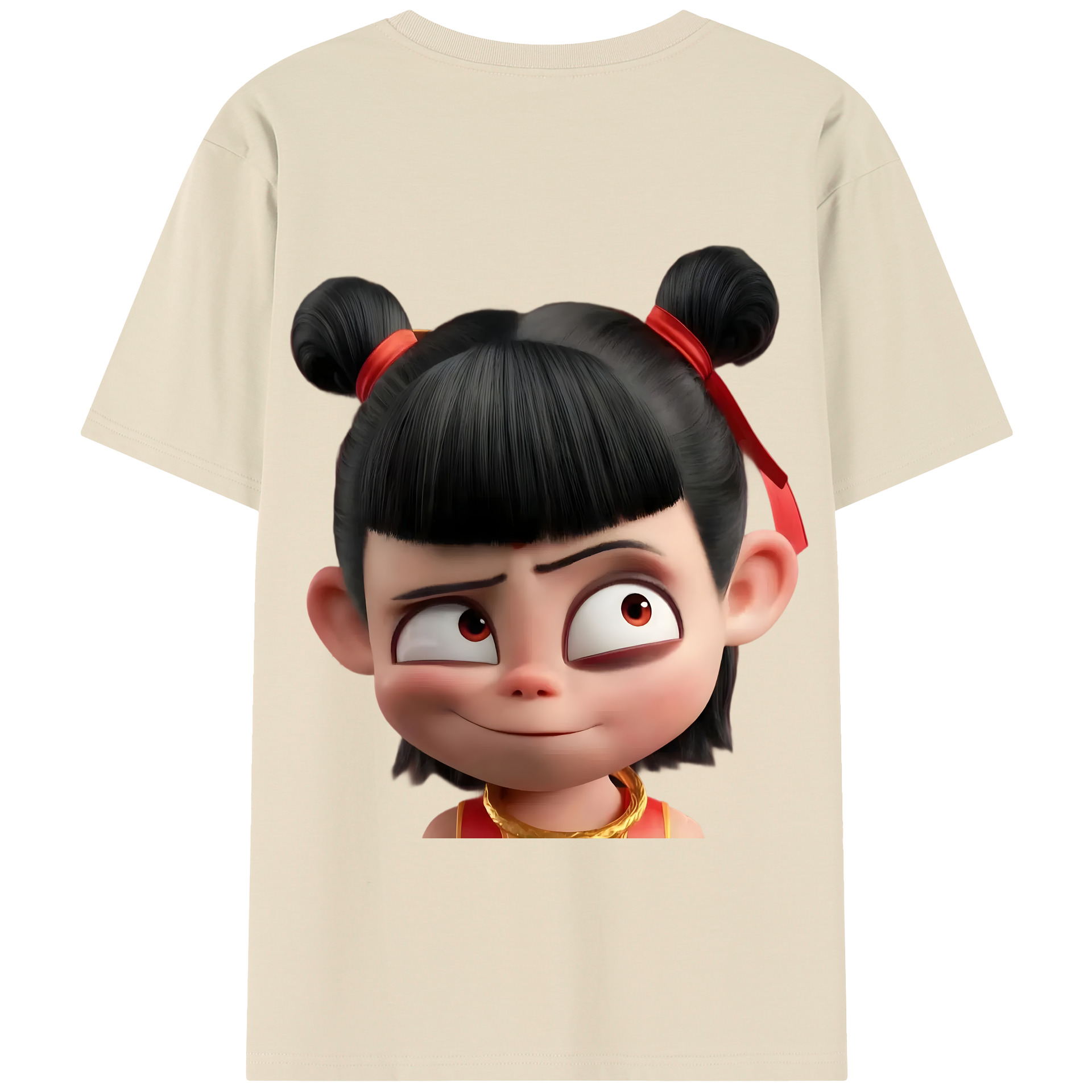 （画像用） Ne Zha 2 ナタ 魔童の大暴れ 綿100％半袖Tシャツ（背面プリント）