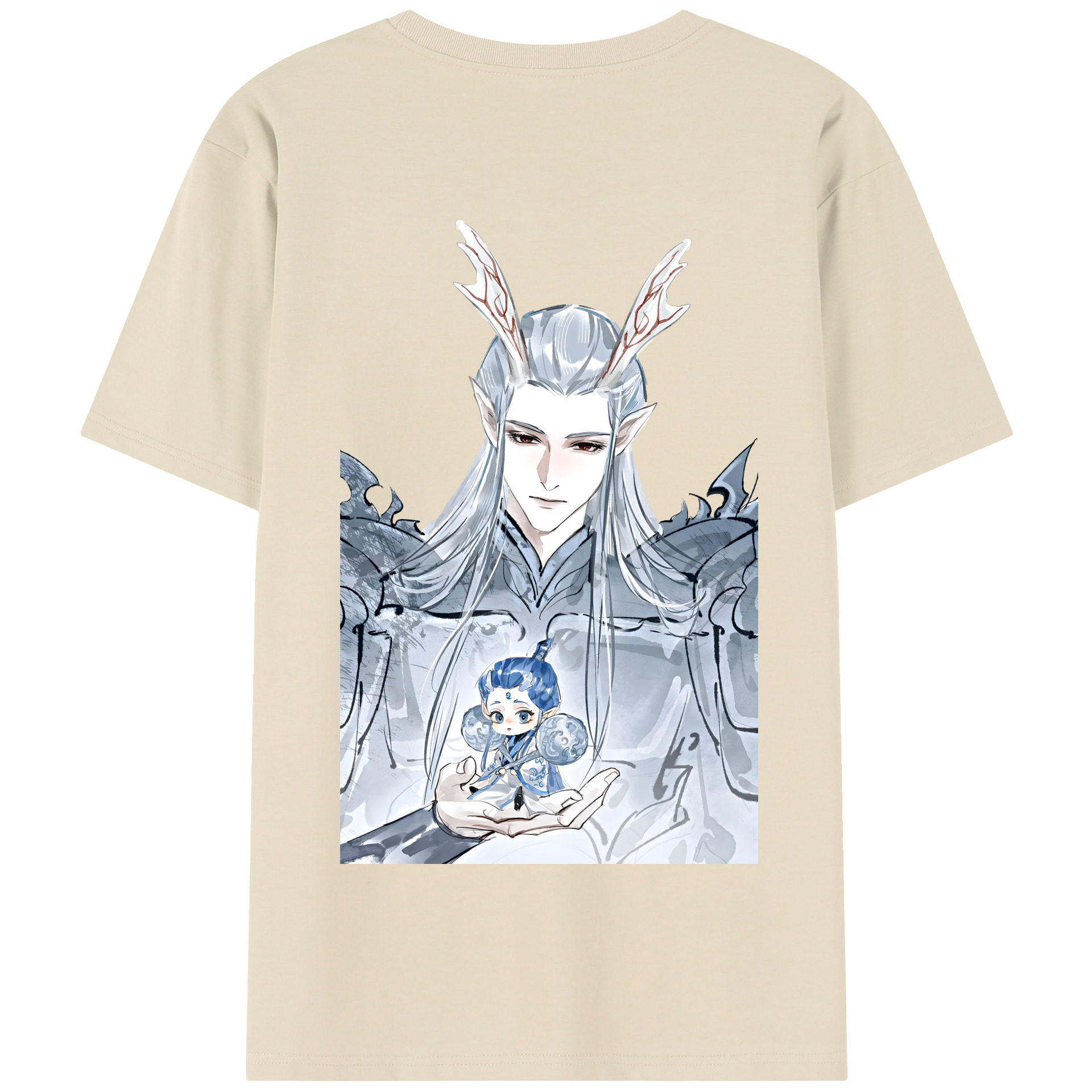（画像用） Ne Zha 2 ナタ 魔童の大暴れ 綿100％半袖Tシャツ（背面プリント）