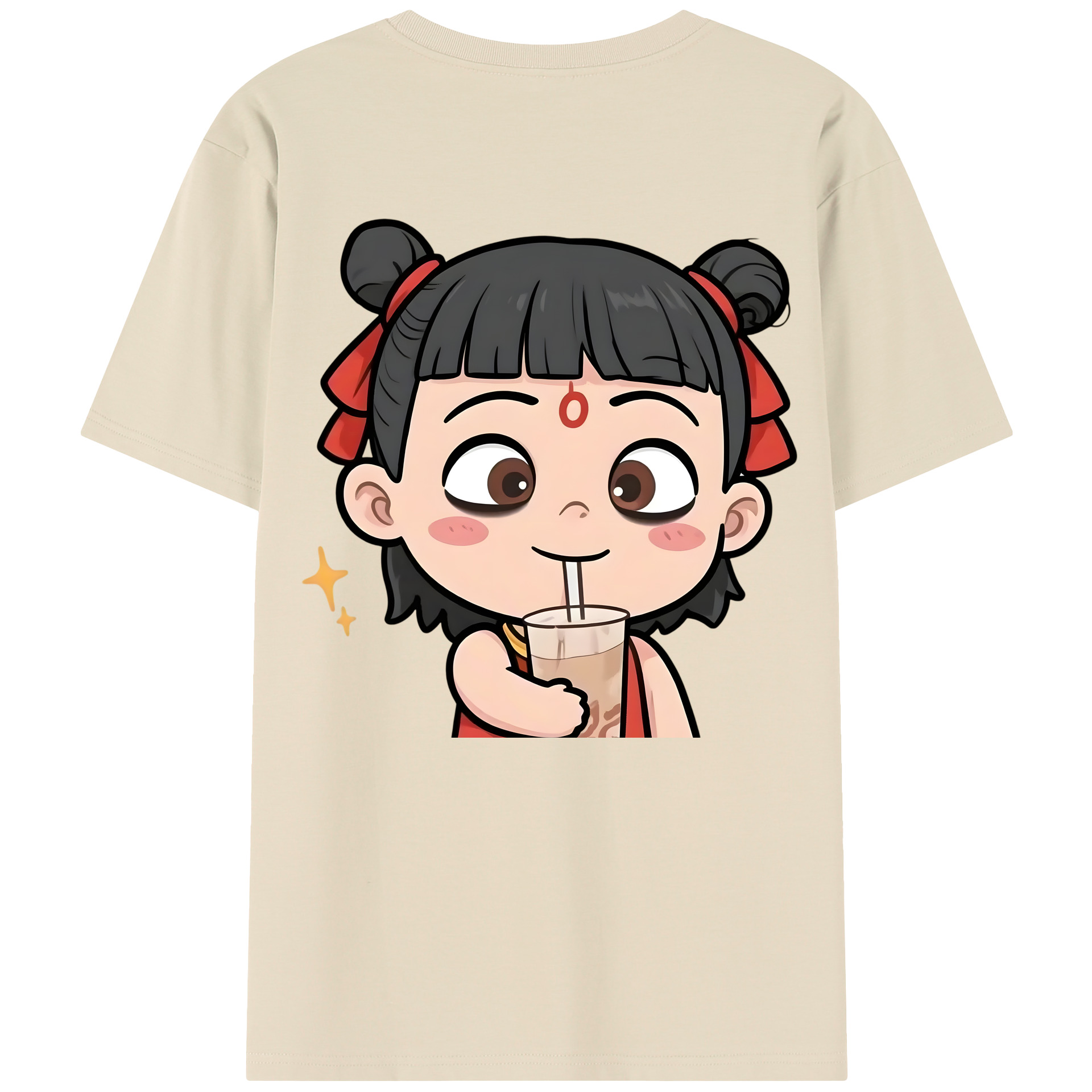（画像用） Ne Zha 2 ナタ 魔童の大暴れ 綿100％半袖Tシャツ（背面プリント）