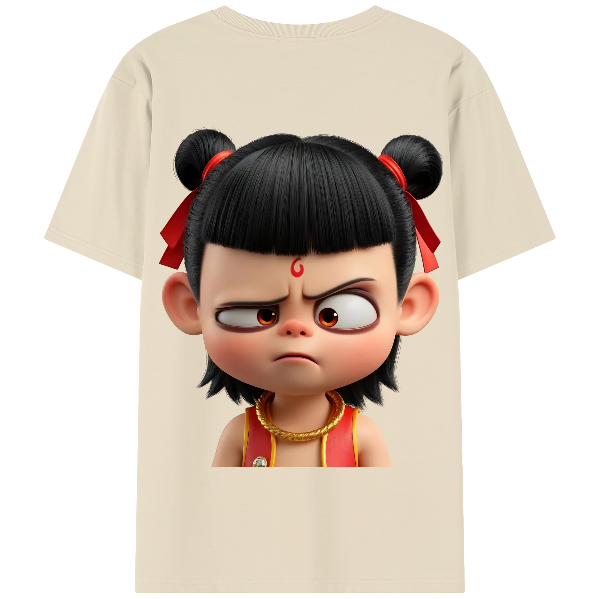 （画像用） Ne Zha 2 ナタ 魔童の大暴れ 綿100％半袖Tシャツ（背面プリント）