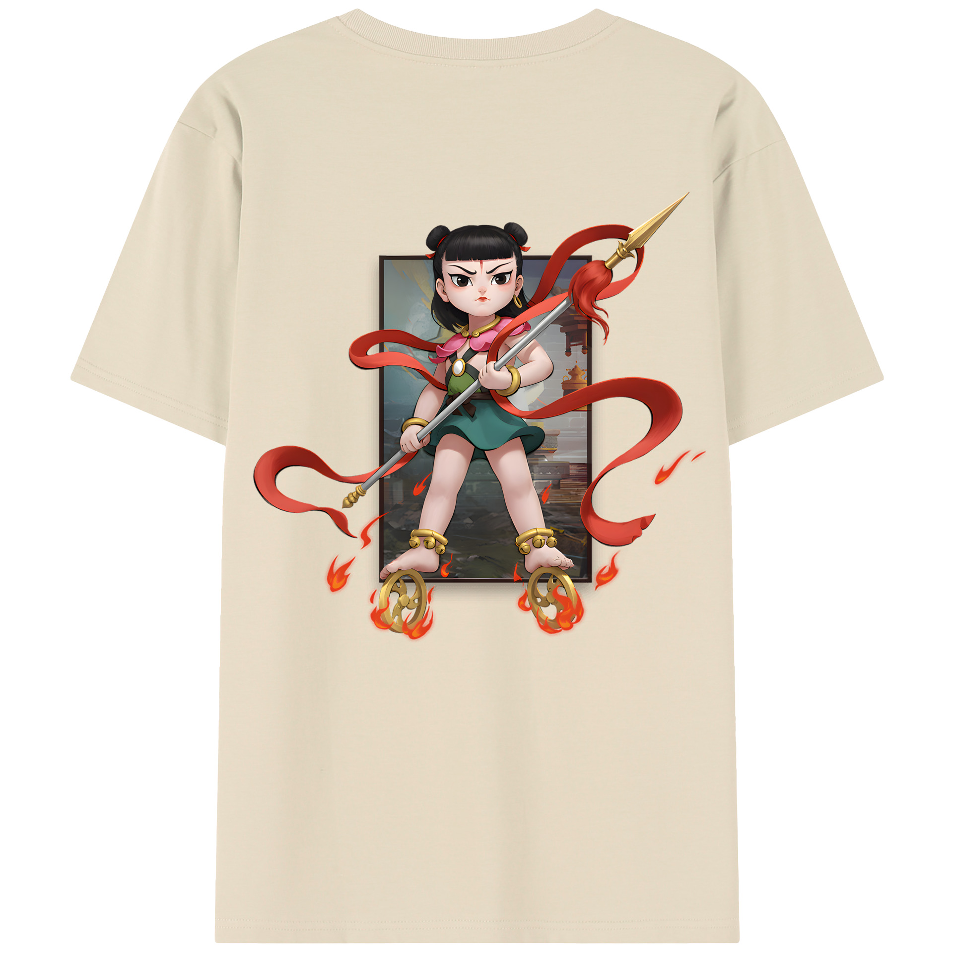 （画像用） Ne Zha 2 ナタ 魔童の大暴れ 綿100％半袖Tシャツ（背面プリント）