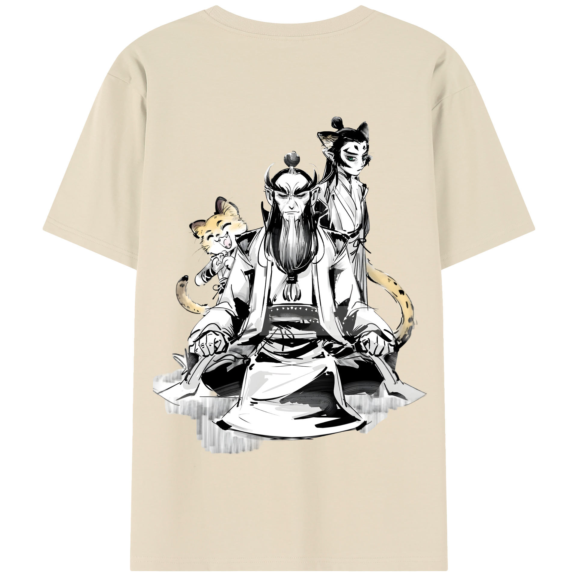 （画像用） Ne Zha 2 ナタ 魔童の大暴れ 綿100％半袖Tシャツ（背面プリント）