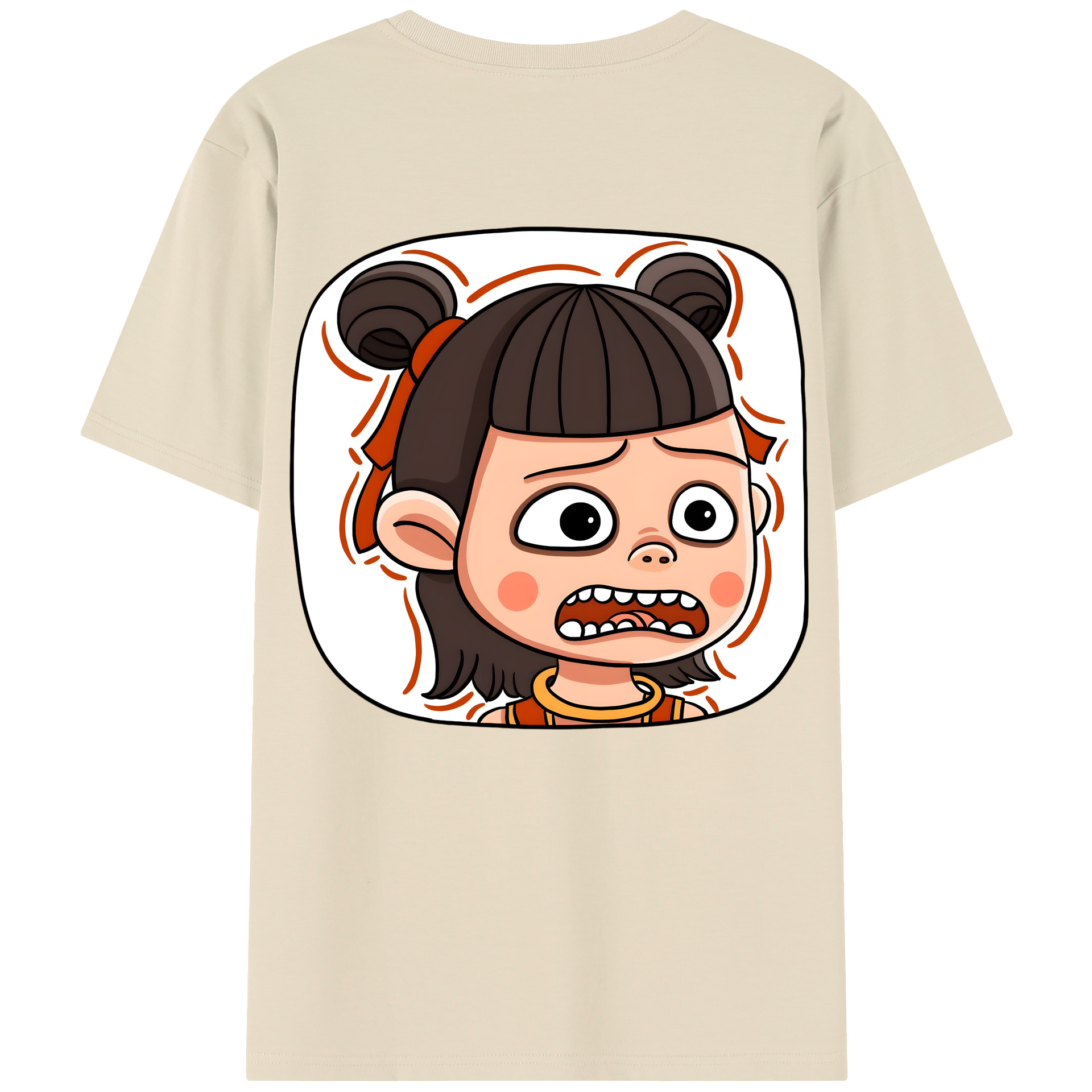 （画像用） Ne Zha 2 ナタ 魔童の大暴れ 綿100％半袖Tシャツ（背面プリント）