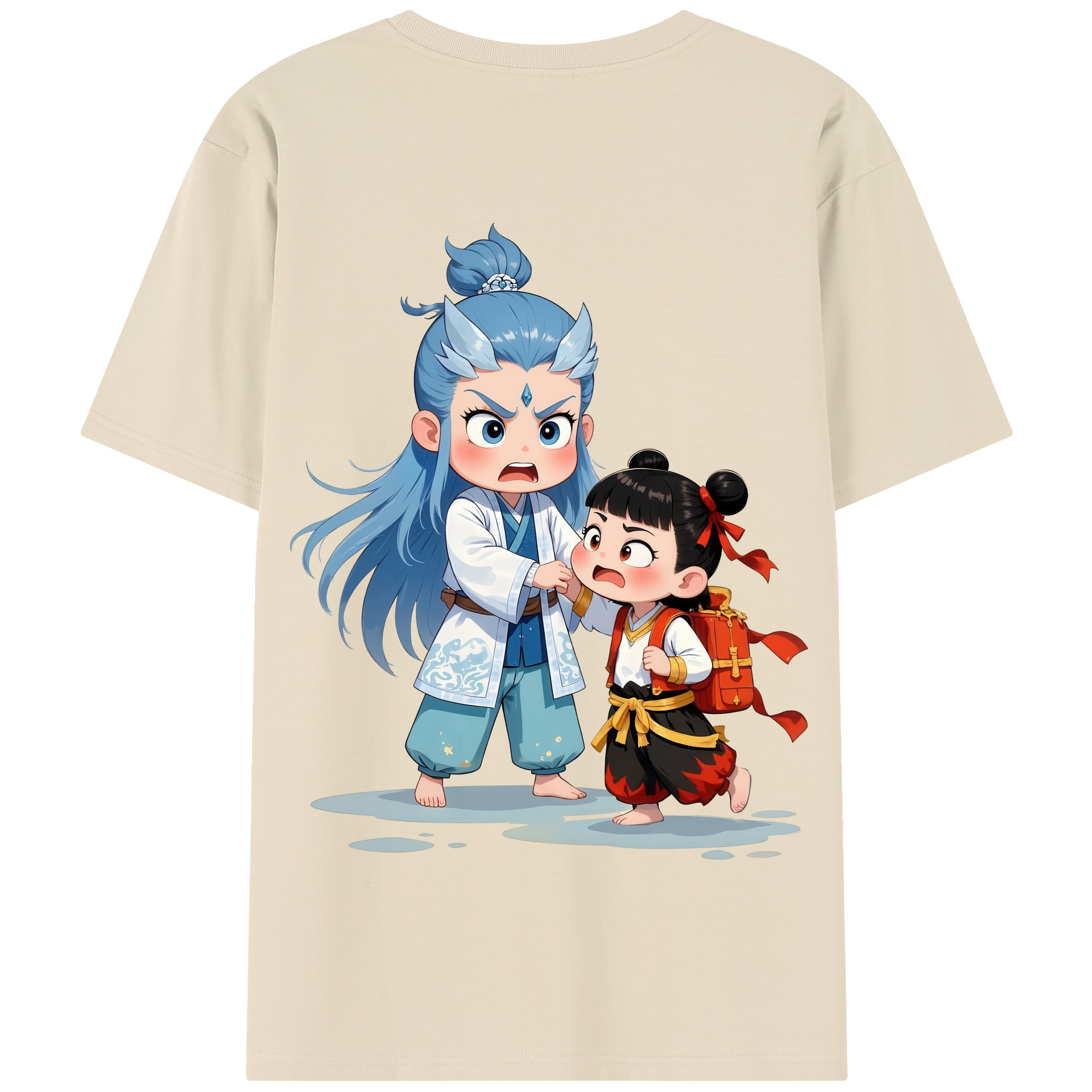 （画像用） Ne Zha 2 ナタ 魔童の大暴れ 綿100％半袖Tシャツ（背面プリント）