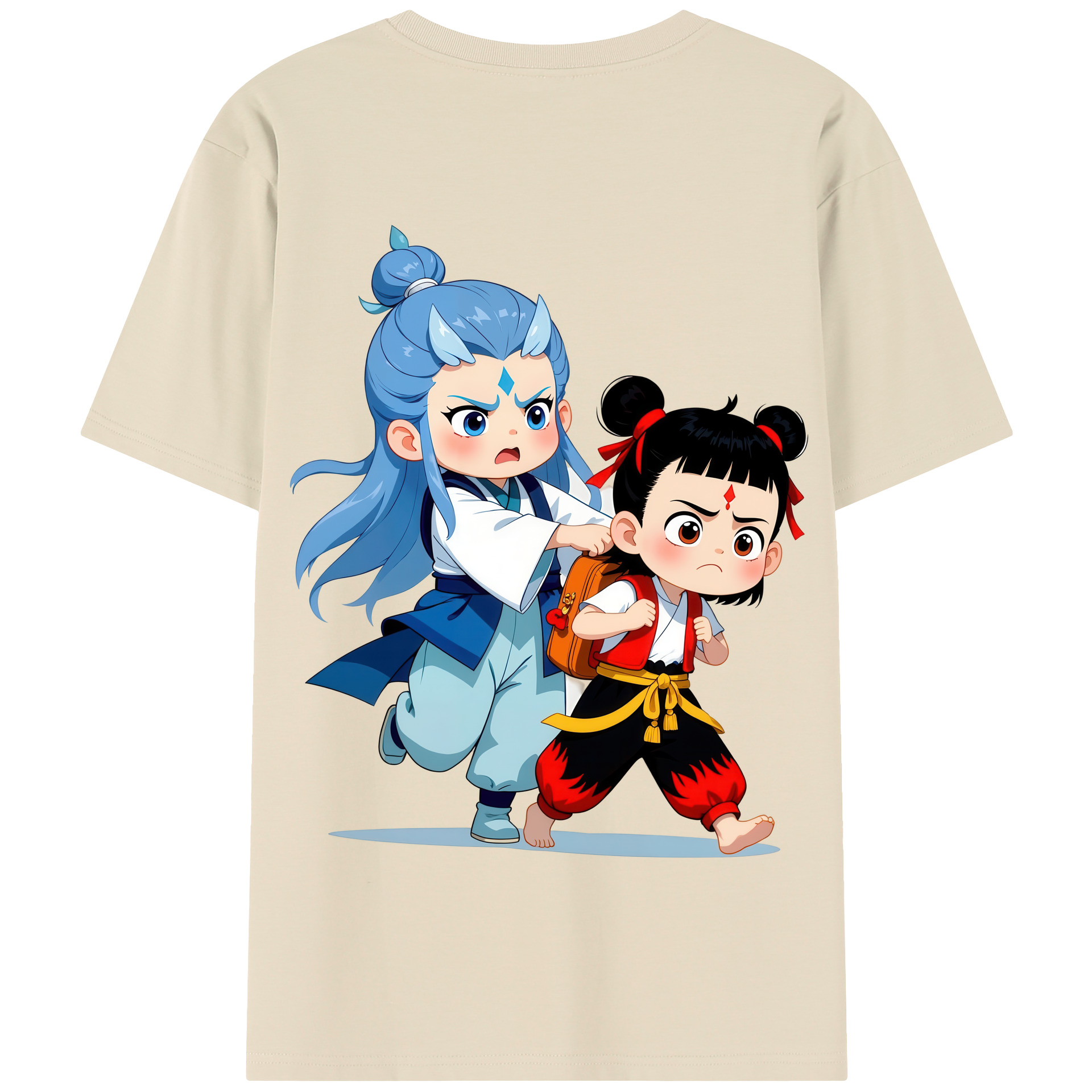 （画像用） Ne Zha 2 ナタ 魔童の大暴れ 綿100％半袖Tシャツ（背面プリント）