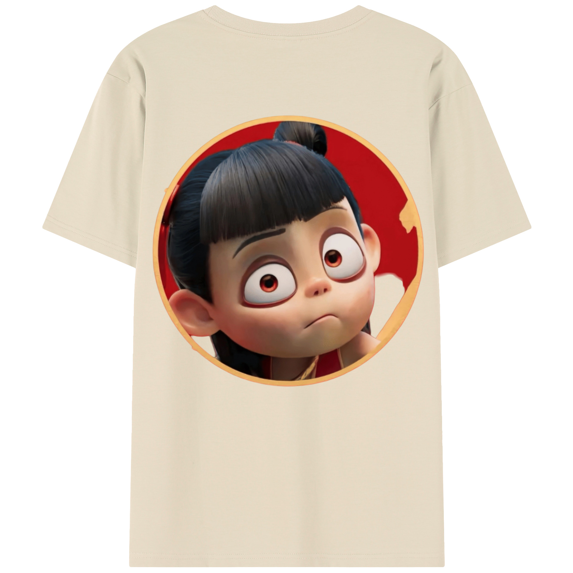 （画像用） Ne Zha 2 ナタ 魔童の大暴れ 綿100％半袖Tシャツ（背面プリント）