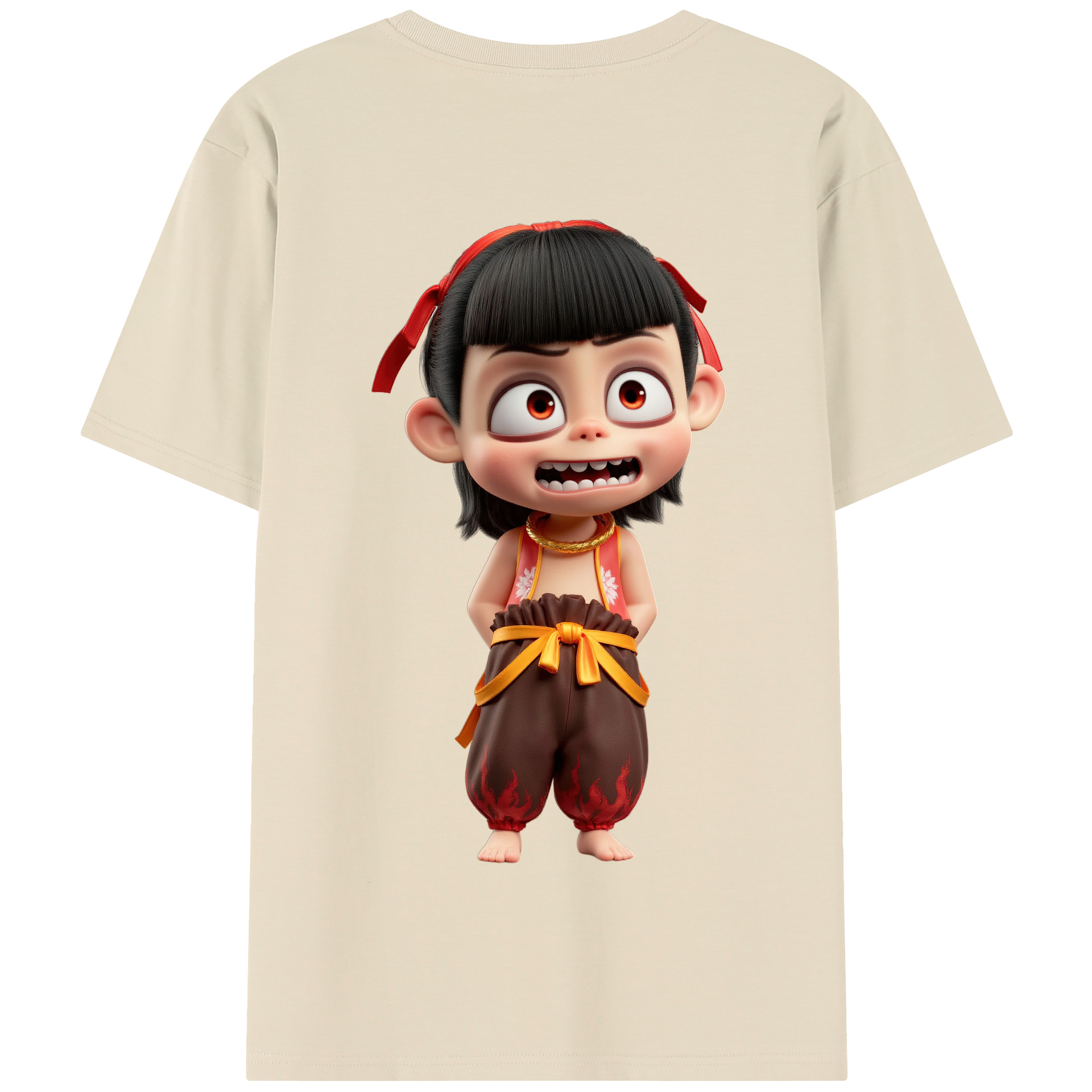 （画像用） Ne Zha 2 ナタ 魔童の大暴れ 綿100％半袖Tシャツ（背面プリント）