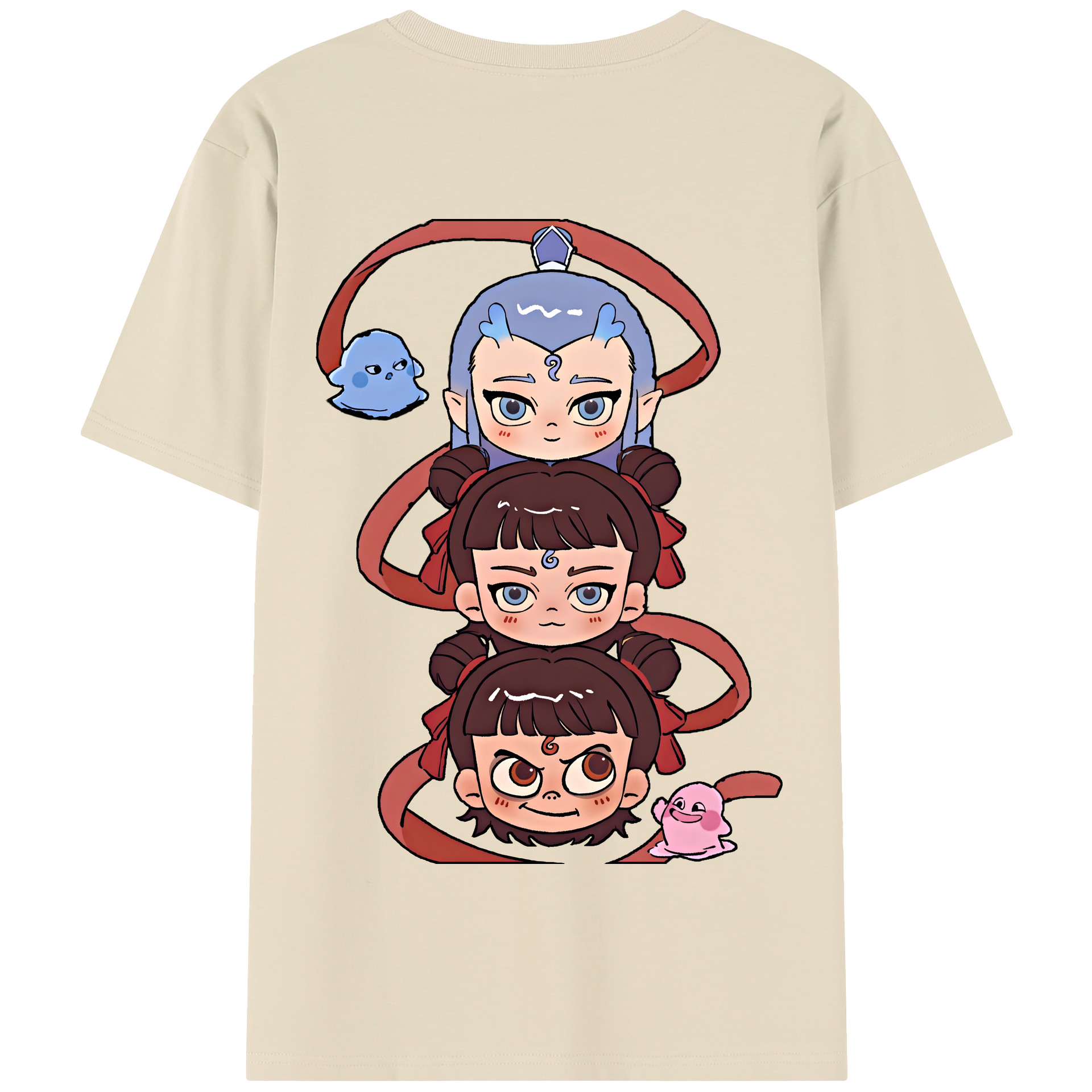 （画像用） Ne Zha 2 ナタ 魔童の大暴れ 綿100％半袖Tシャツ（背面プリント）