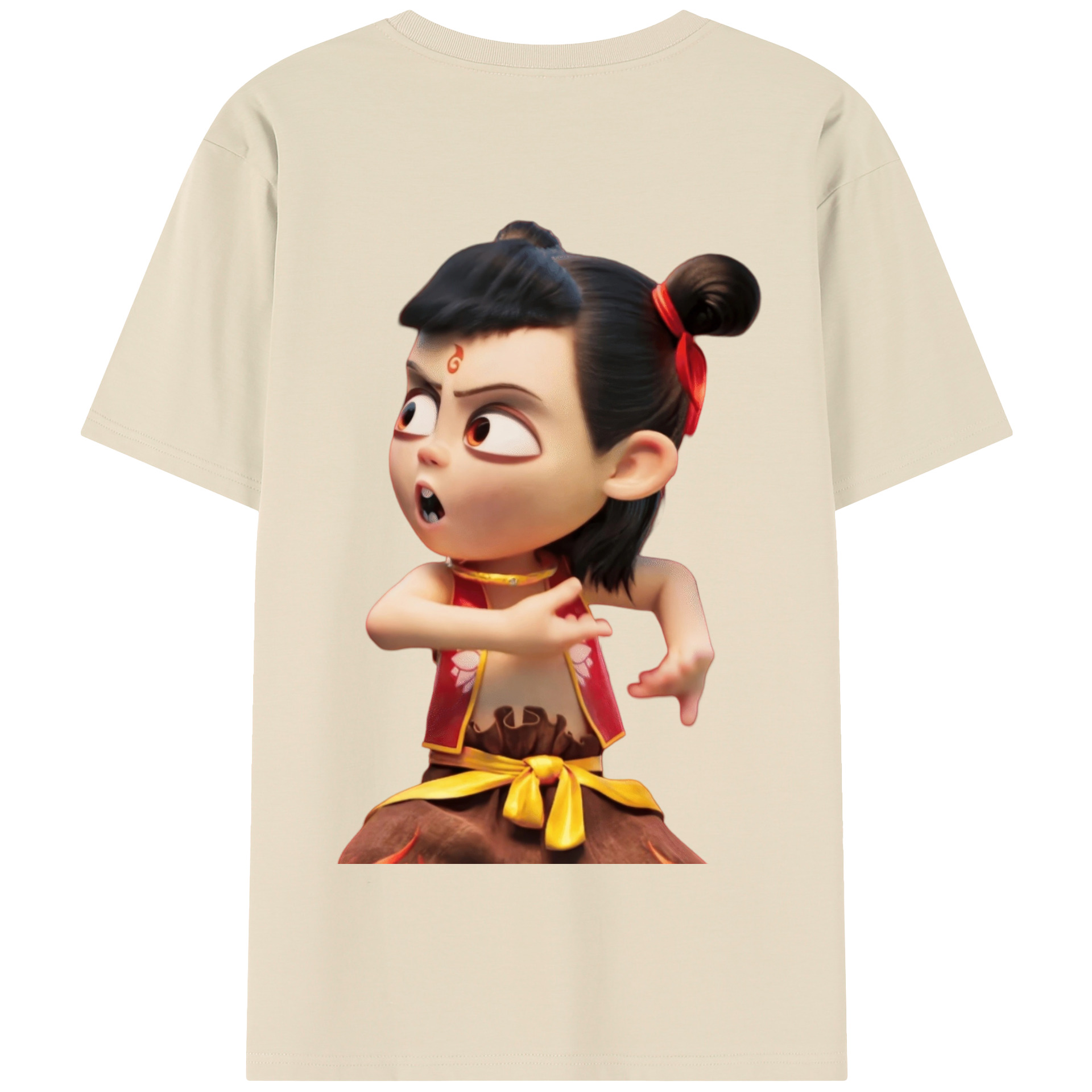 （画像用） Ne Zha 2 ナタ 魔童の大暴れ 綿100％半袖Tシャツ（背面プリント）