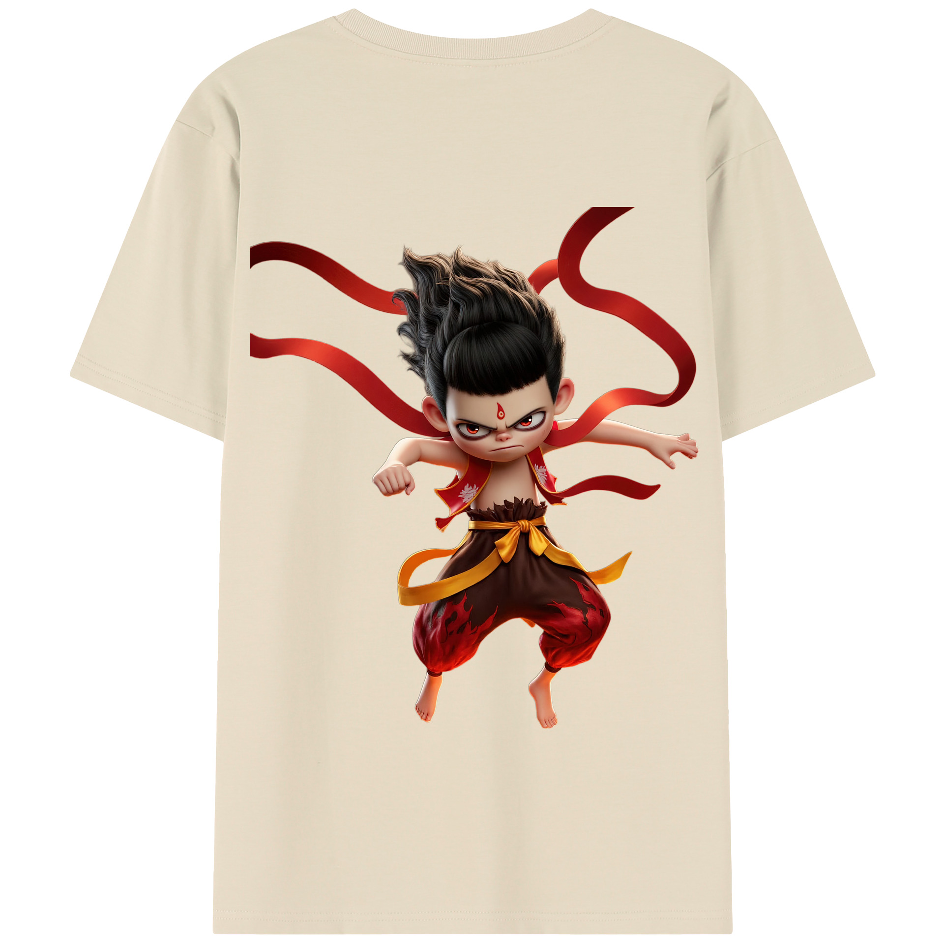 （画像用） Ne Zha 2 ナタ 魔童の大暴れ 綿100％半袖Tシャツ（背面プリント）