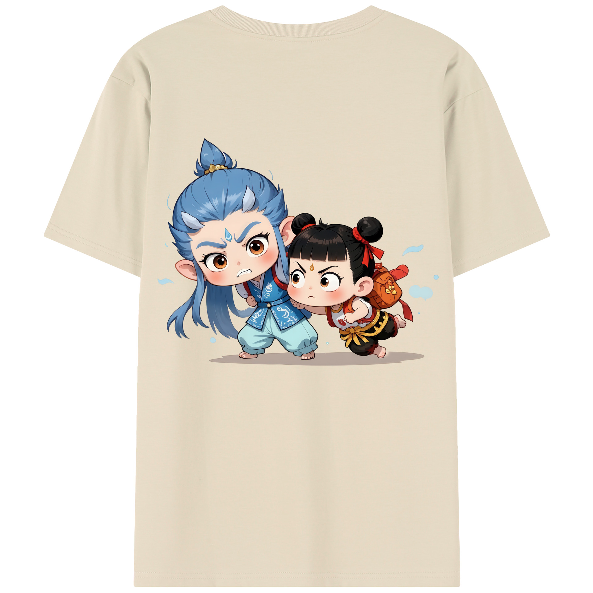 （画像用） Ne Zha 2 ナタ 魔童の大暴れ 綿100％半袖Tシャツ（背面プリント）