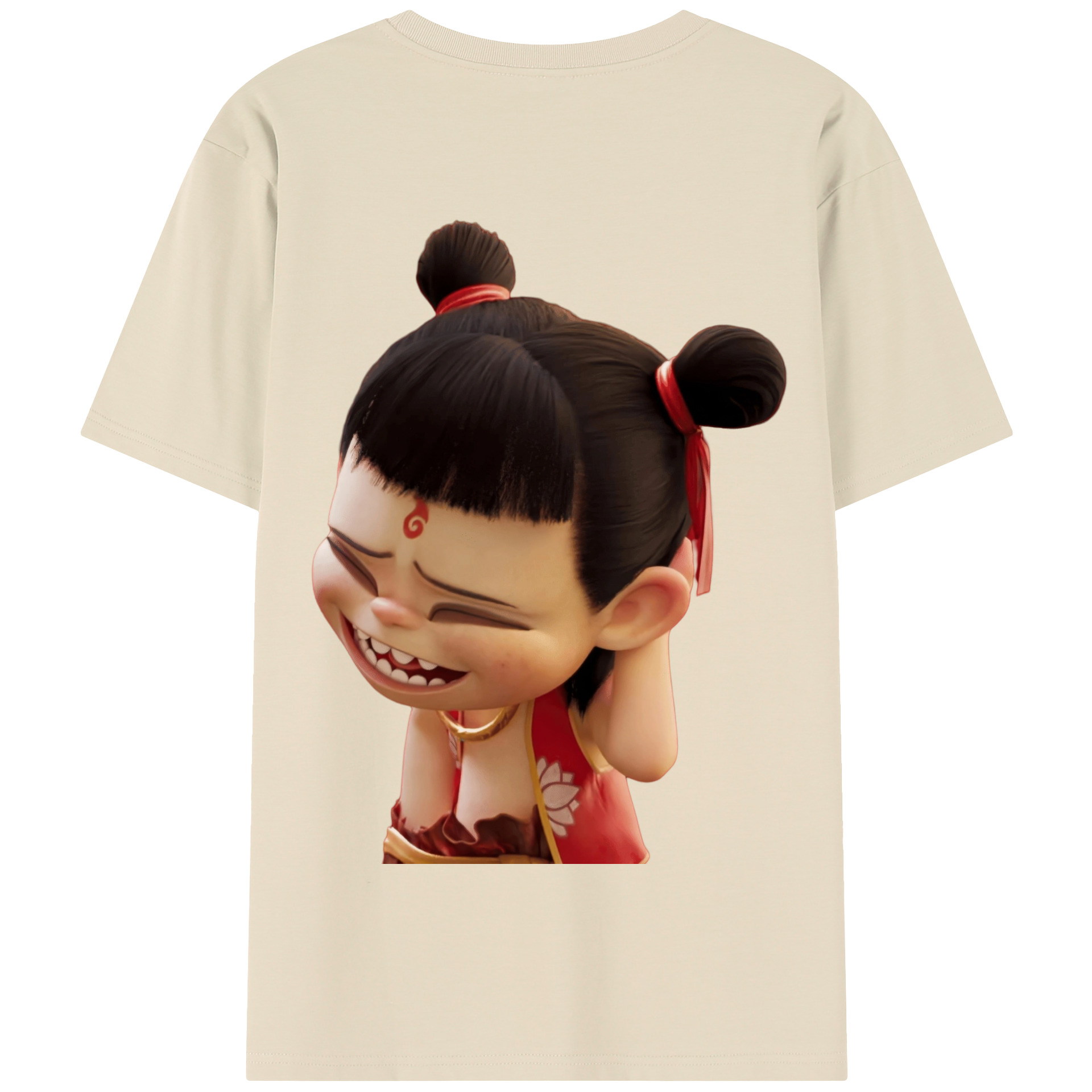 （画像用） Ne Zha 2 ナタ 魔童の大暴れ 綿100％半袖Tシャツ（背面プリント）