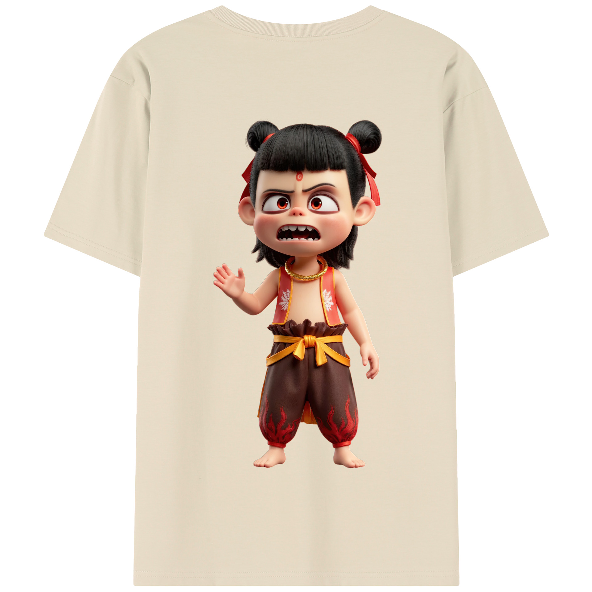 （画像用） Ne Zha 2 ナタ 魔童の大暴れ 綿100％半袖Tシャツ（背面プリント）