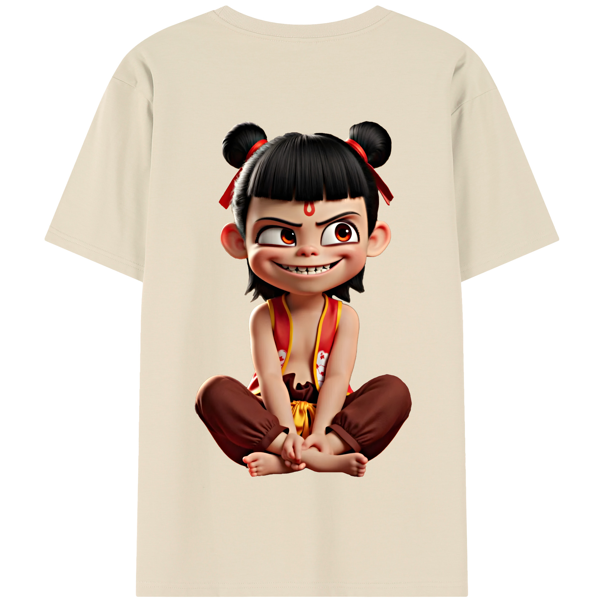 （画像用） Ne Zha 2 ナタ 魔童の大暴れ 綿100％半袖Tシャツ（背面プリント）