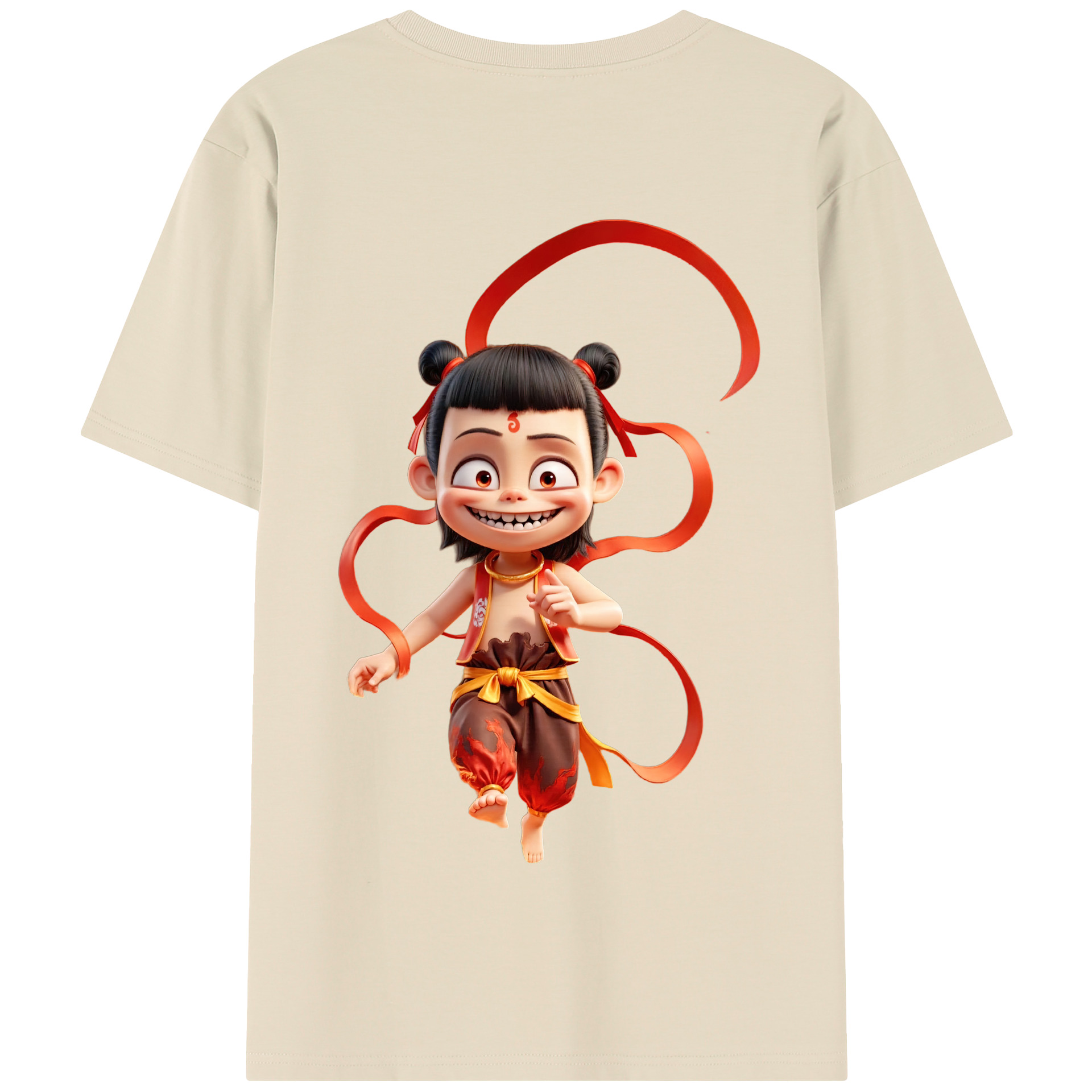 （画像用） Ne Zha 2 ナタ 魔童の大暴れ 綿100％半袖Tシャツ（背面プリント）