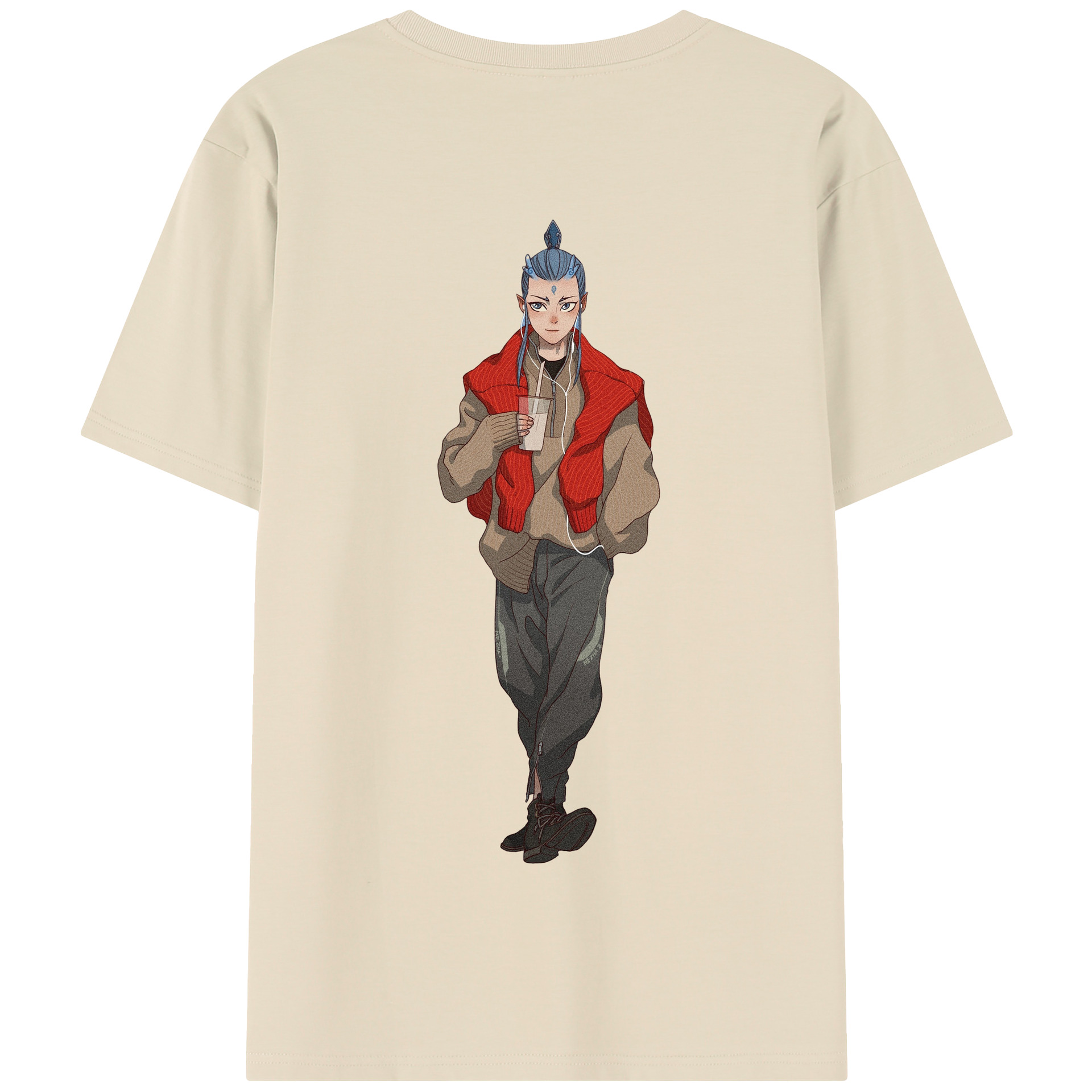 （画像用） Ne Zha 2 ナタ 魔童の大暴れ 綿100％半袖Tシャツ（背面プリント）