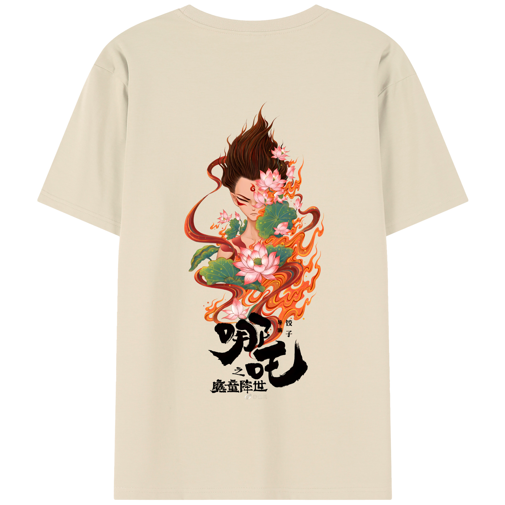 （画像用） Ne Zha 2 ナタ 魔童の大暴れ 綿100％半袖Tシャツ（背面プリント）