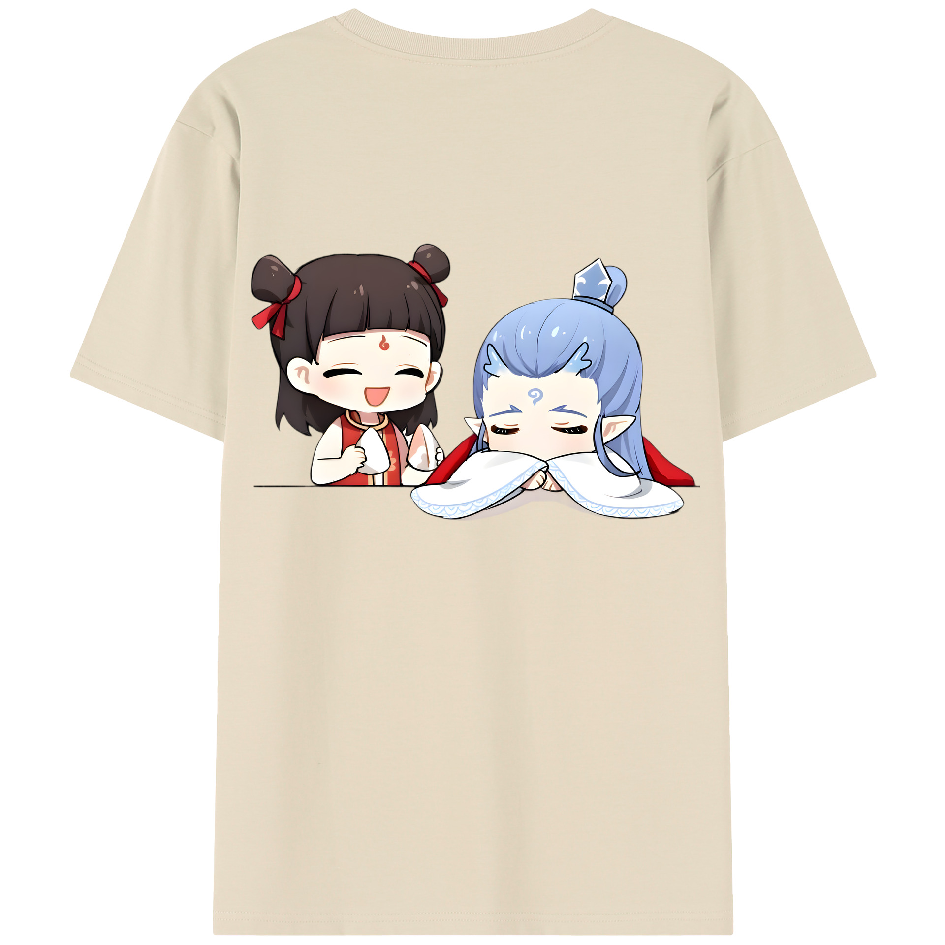 （画像用） Ne Zha 2 ナタ 魔童の大暴れ 綿100％半袖Tシャツ（背面プリント）