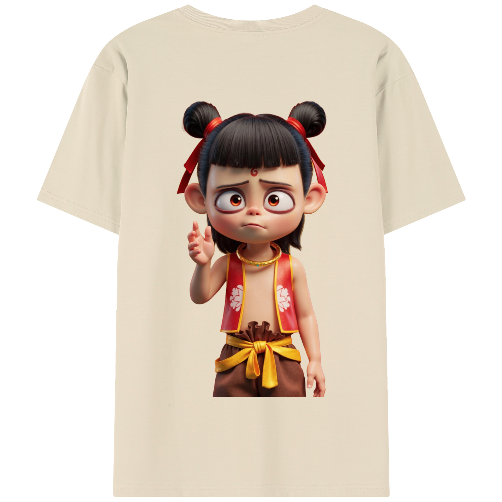 （画像用） Ne Zha 2 ナタ 魔童の大暴れ 綿100％半袖Tシャツ（背面プリント）