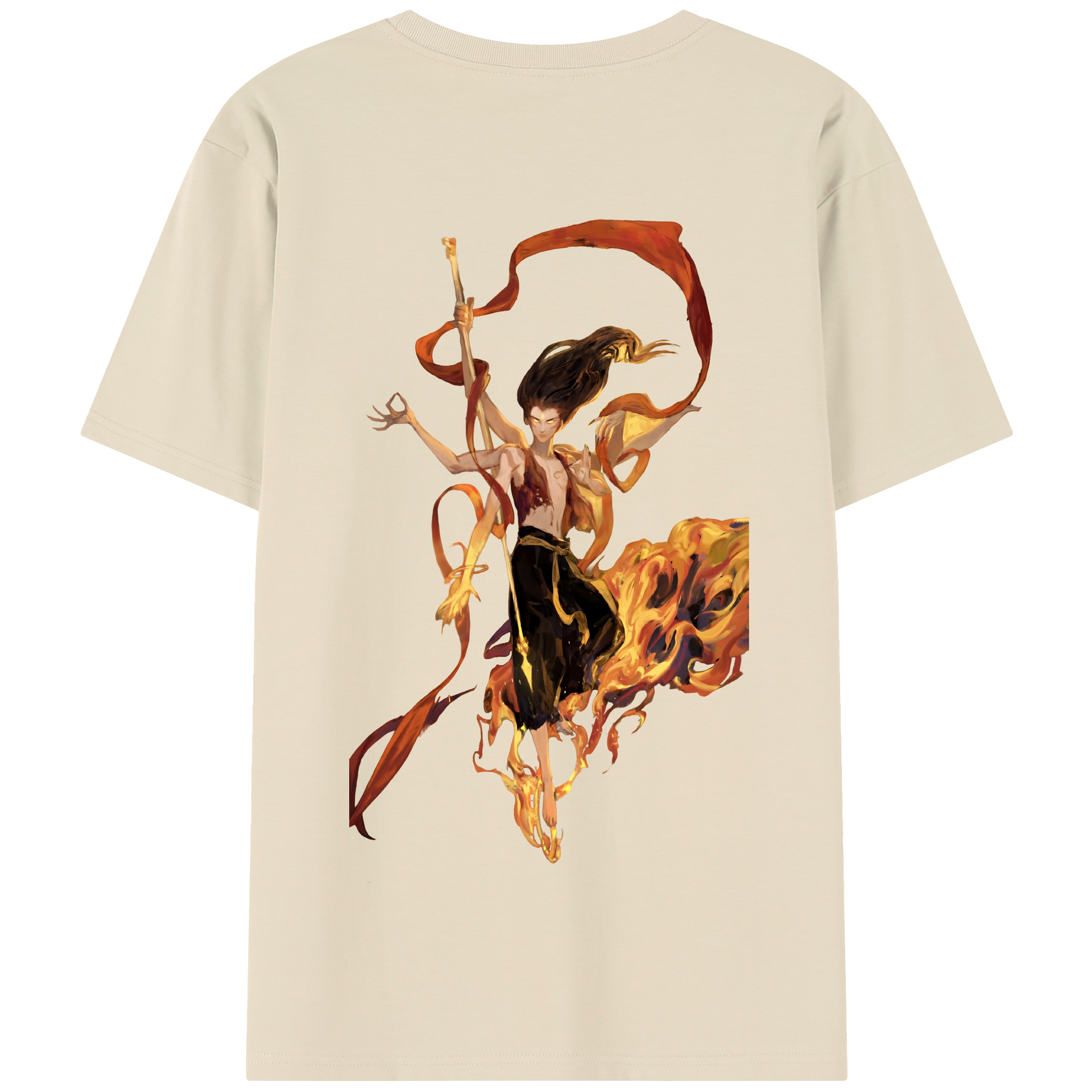 （画像用） Ne Zha 2 ナタ 魔童の大暴れ 綿100％半袖Tシャツ（背面プリント）