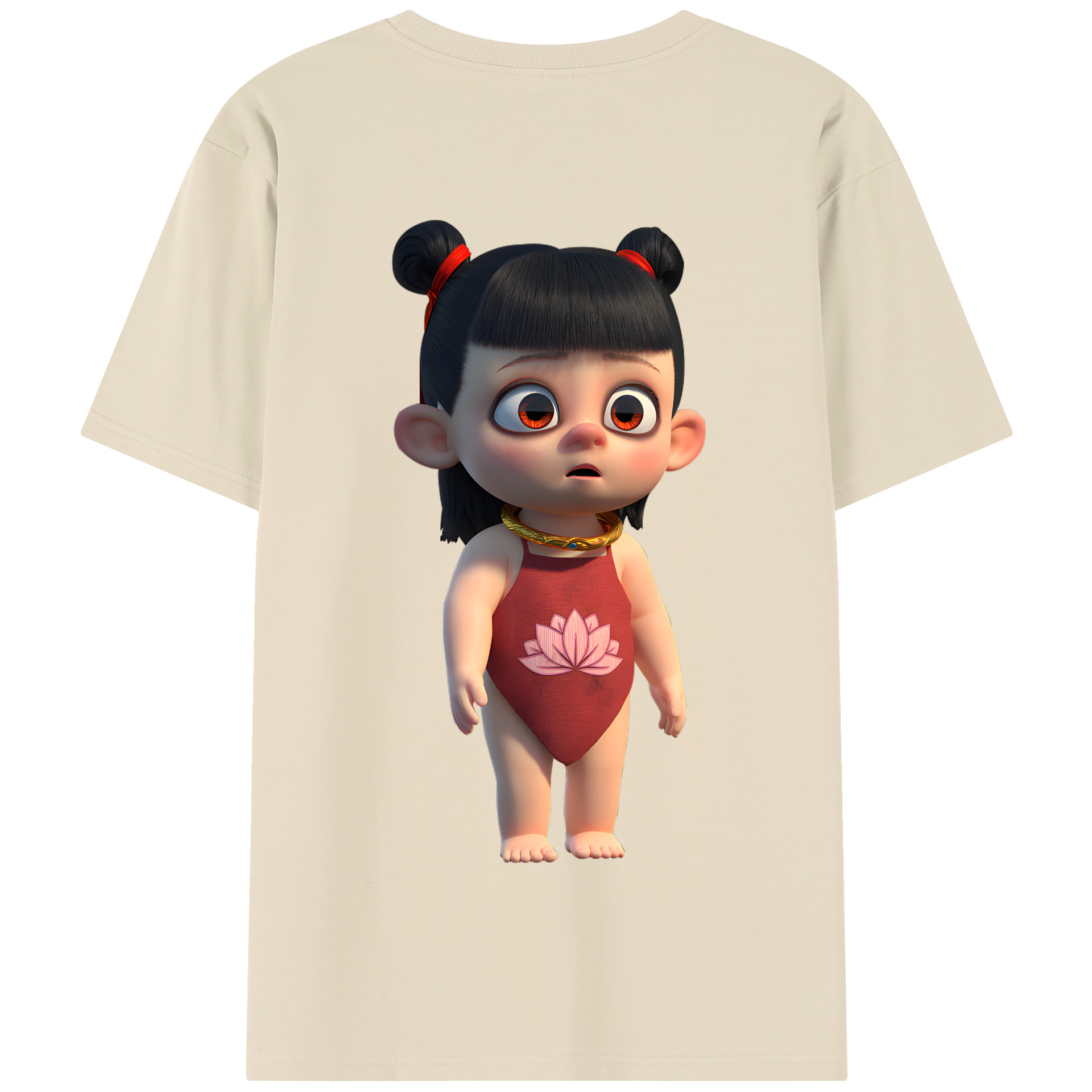 （画像用） Ne Zha 2 ナタ 魔童の大暴れ 綿100％半袖Tシャツ（背面プリント）