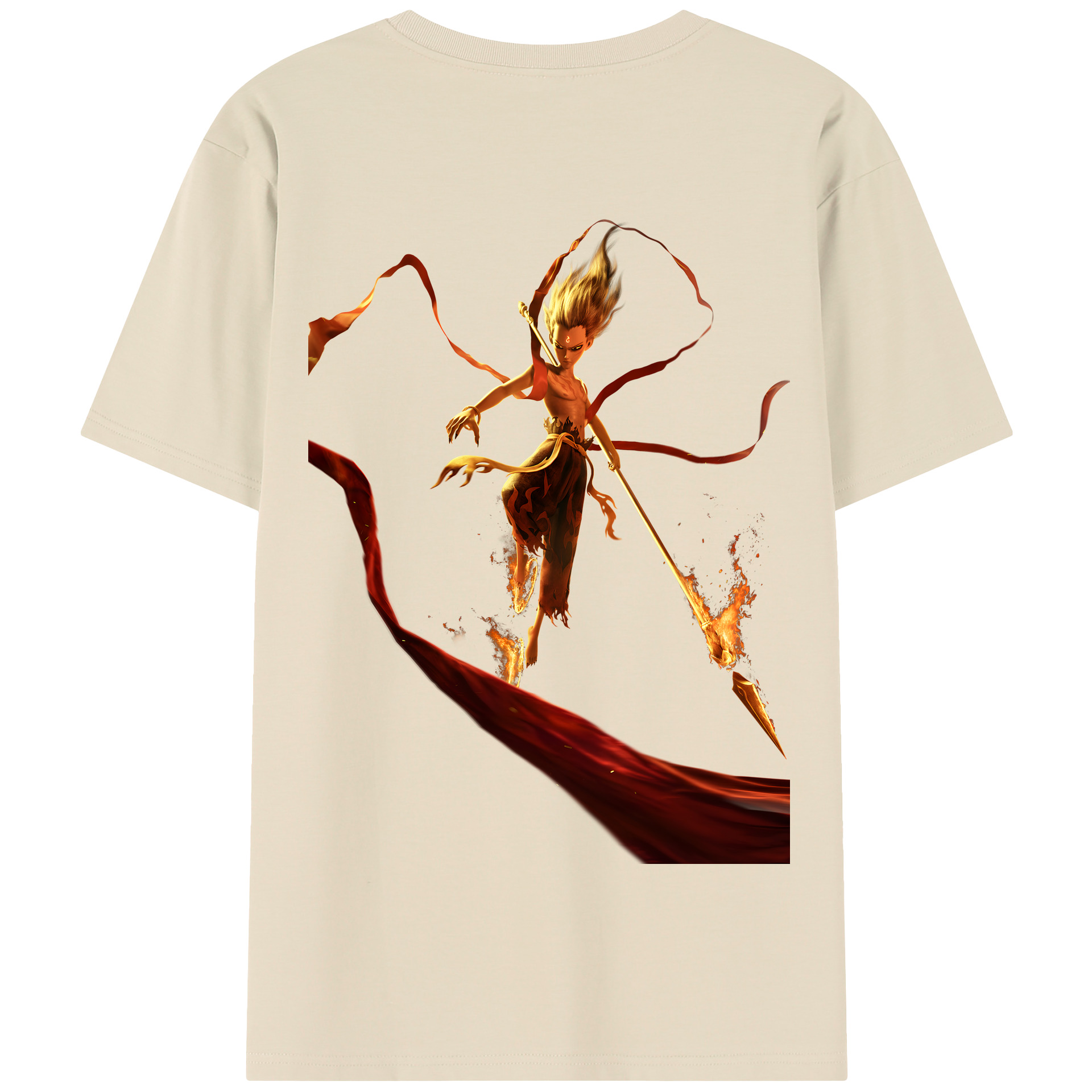 （画像用） Ne Zha 2 ナタ 魔童の大暴れ 綿100％半袖Tシャツ（背面プリント）