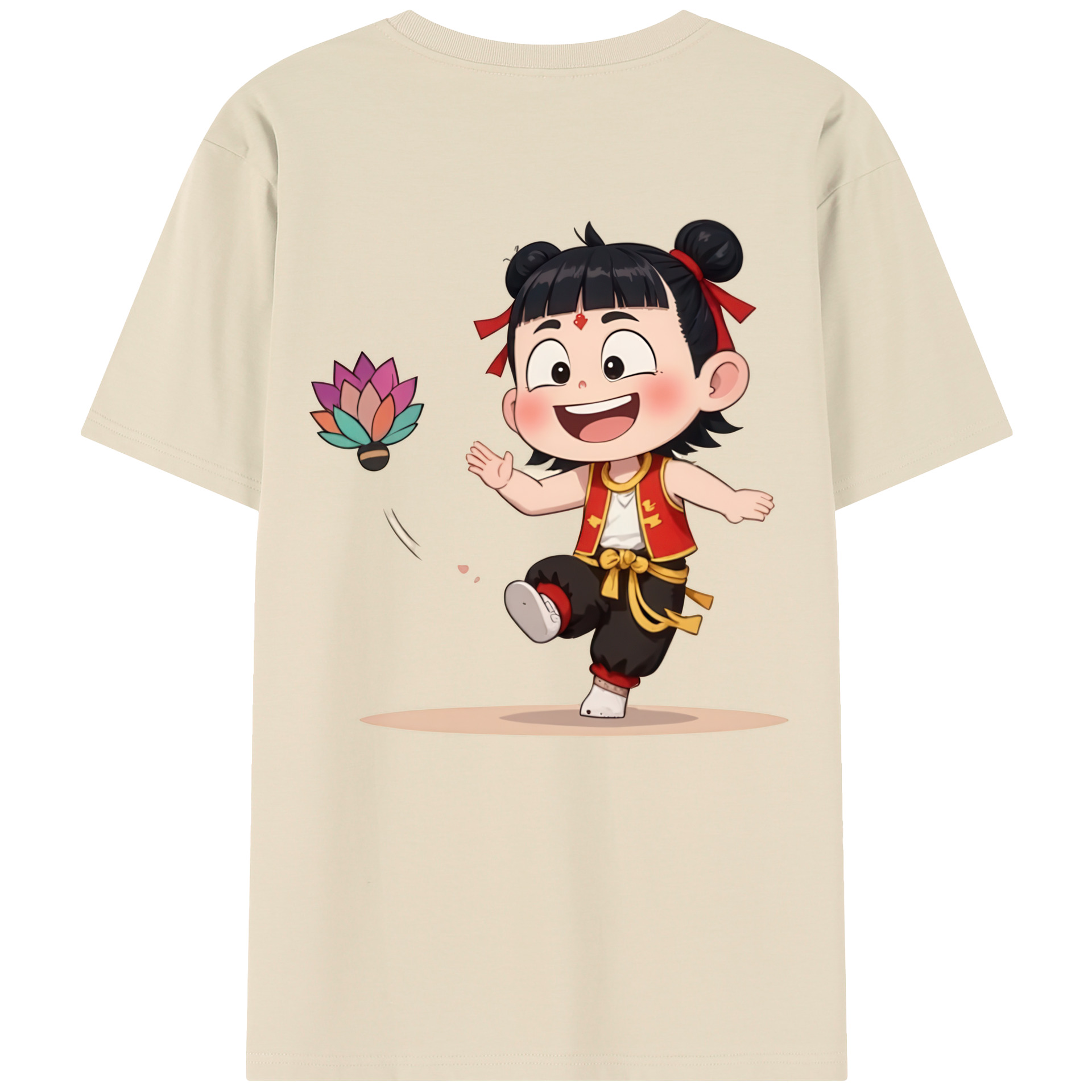 （画像用） Ne Zha 2 ナタ 魔童の大暴れ 綿100％半袖Tシャツ（背面プリント）