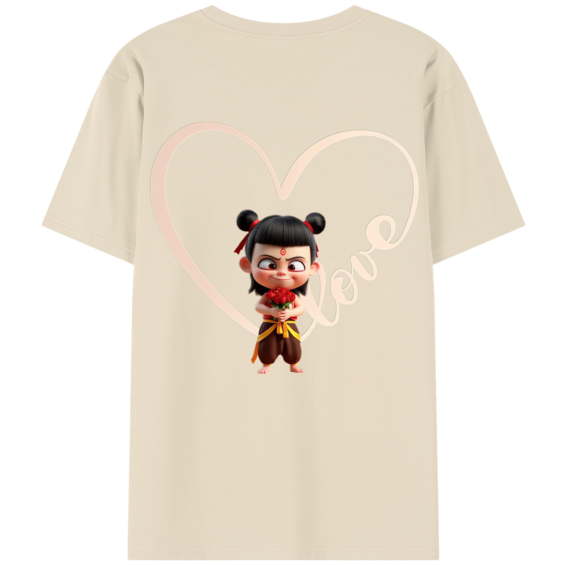 （画像用） Ne Zha 2 ナタ 魔童の大暴れ 綿100％半袖Tシャツ（背面プリント）