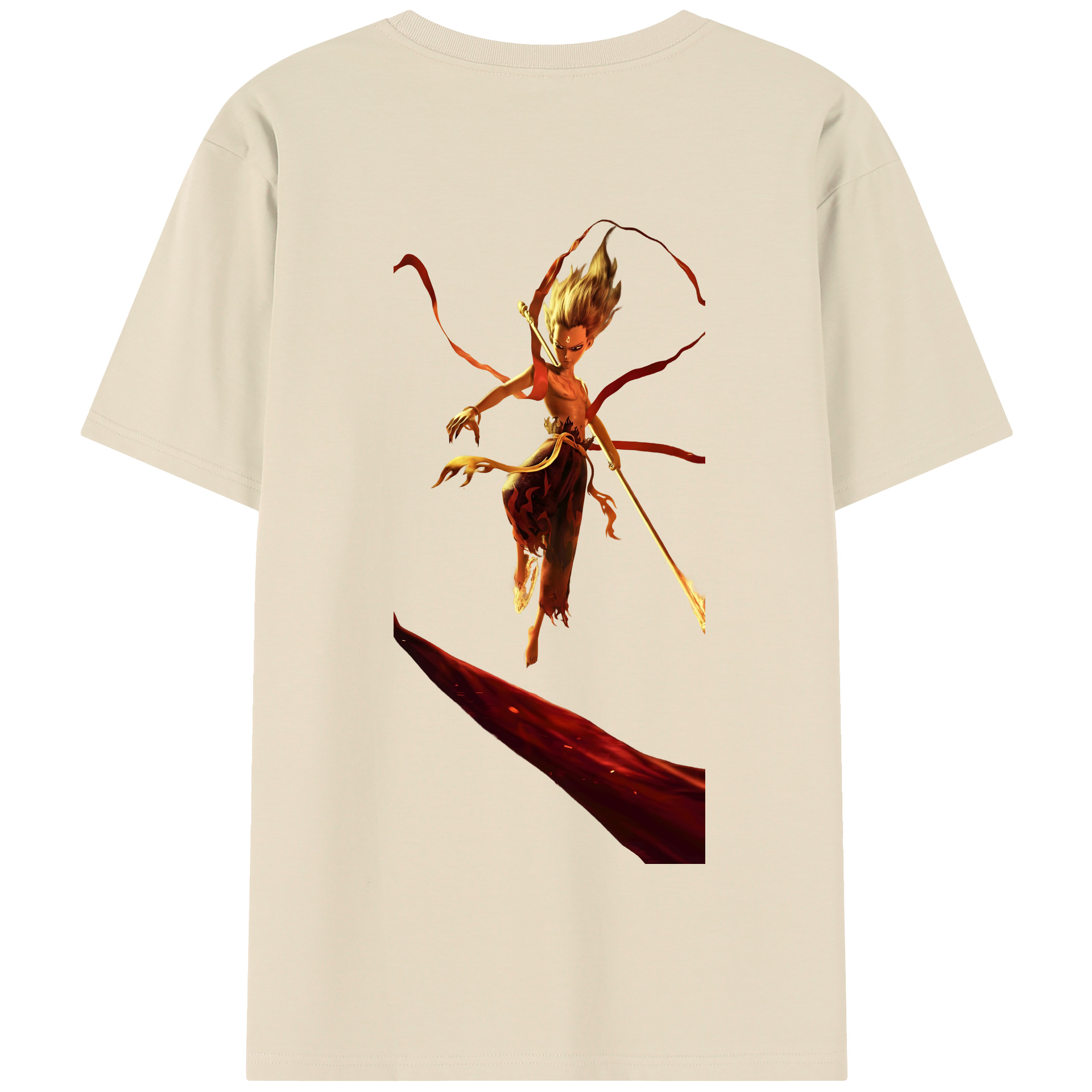 （画像用） Ne Zha 2 ナタ 魔童の大暴れ 綿100％半袖Tシャツ（背面プリント）