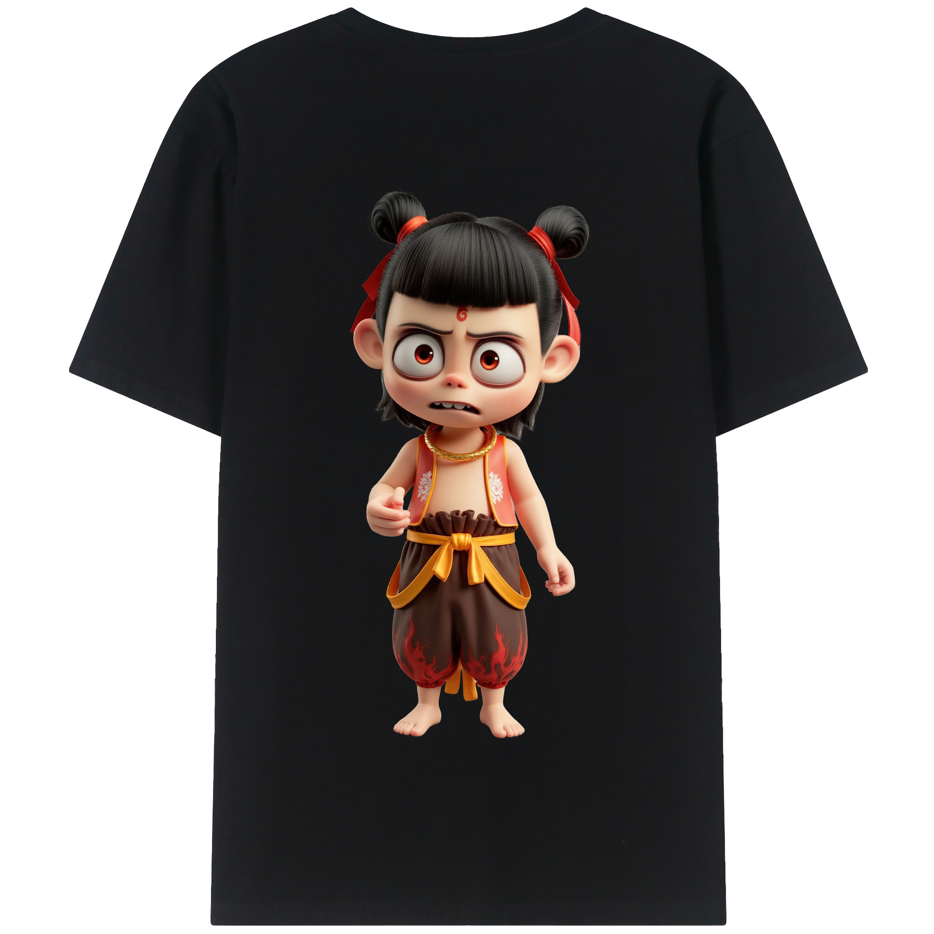 （画像用） Ne Zha 2 ナタ 魔童の大暴れ 綿100％半袖Tシャツ（背面プリント）