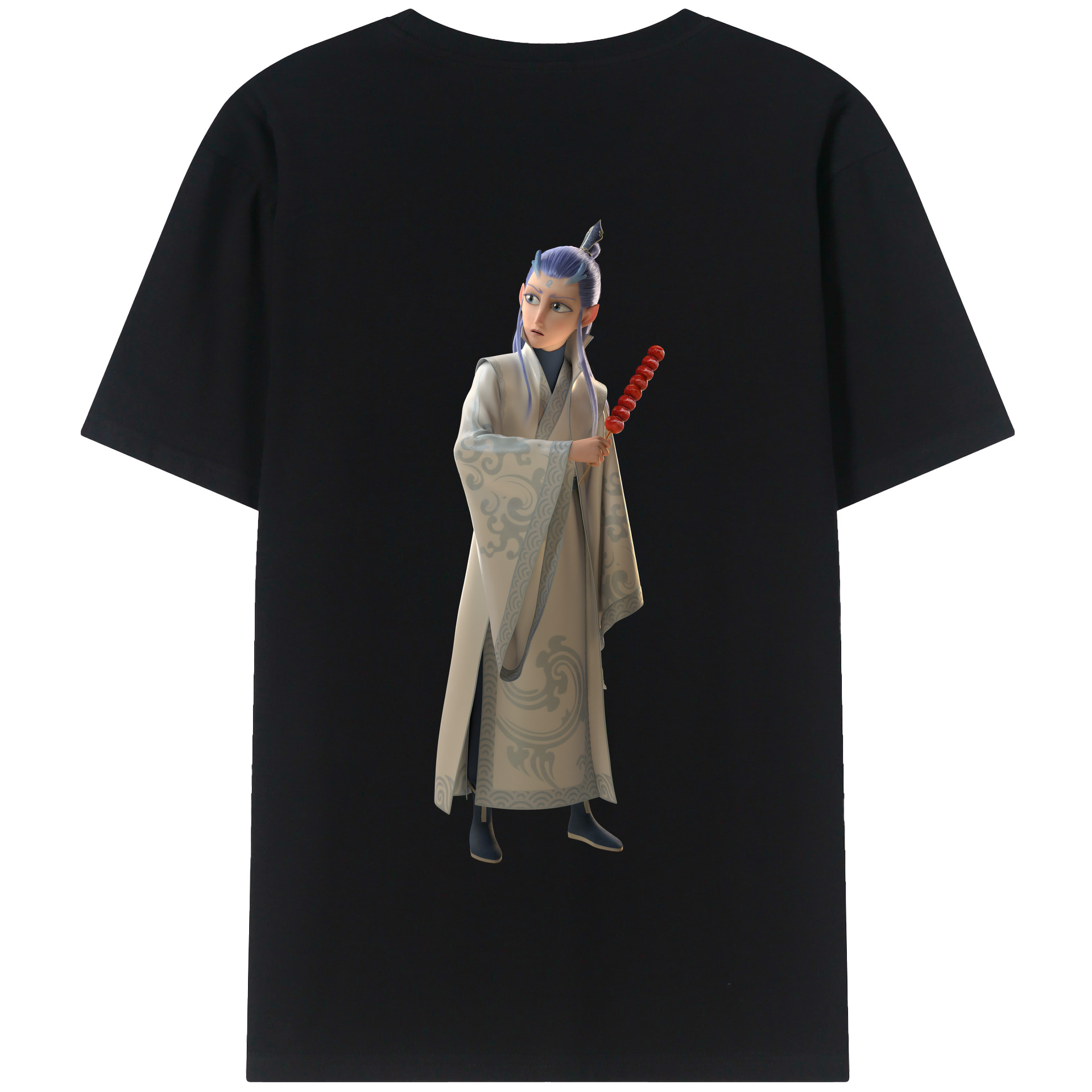 （画像用） Ne Zha 2 ナタ 魔童の大暴れ 綿100％半袖Tシャツ（背面プリント）