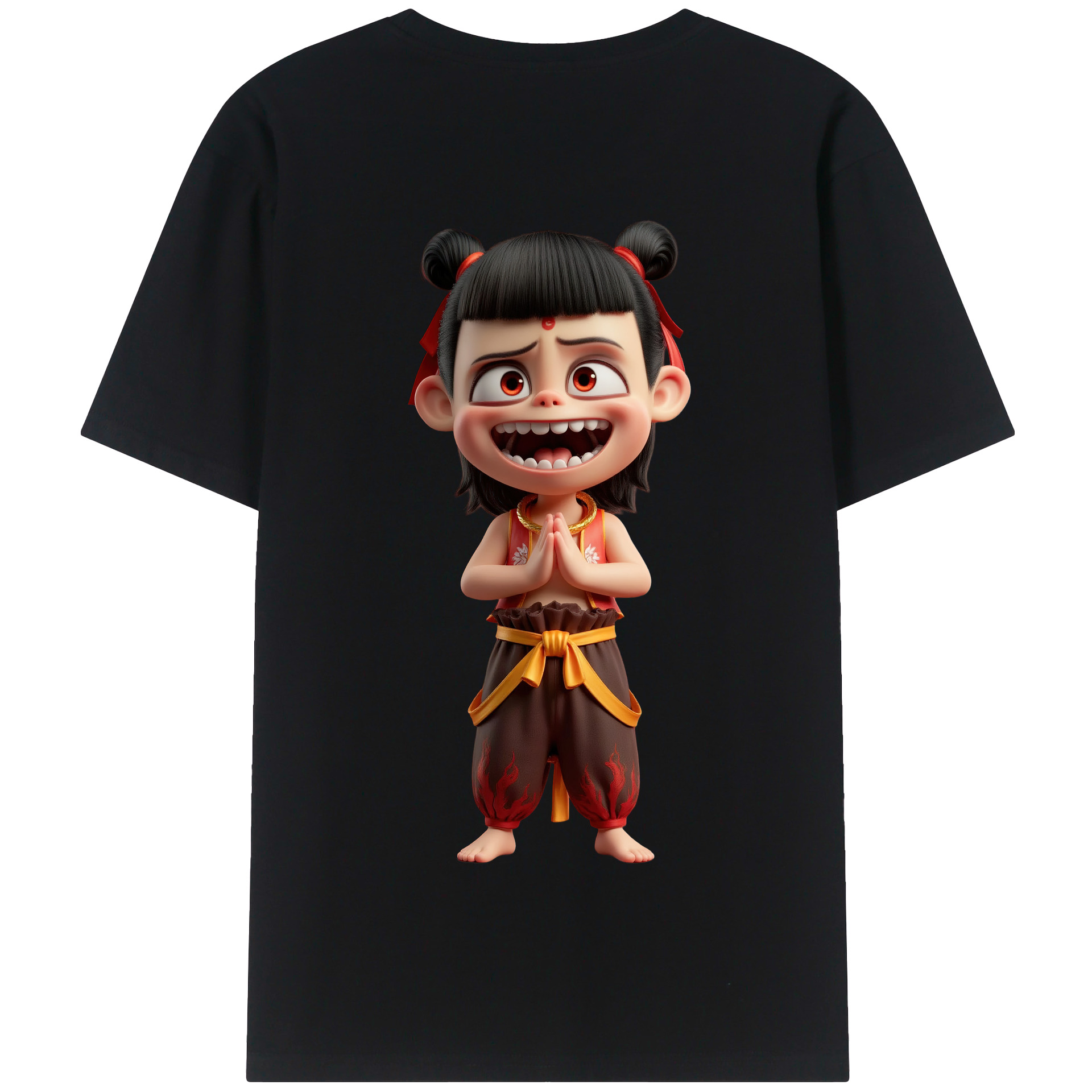 （画像用） Ne Zha 2 ナタ 魔童の大暴れ 綿100％半袖Tシャツ（背面プリント）